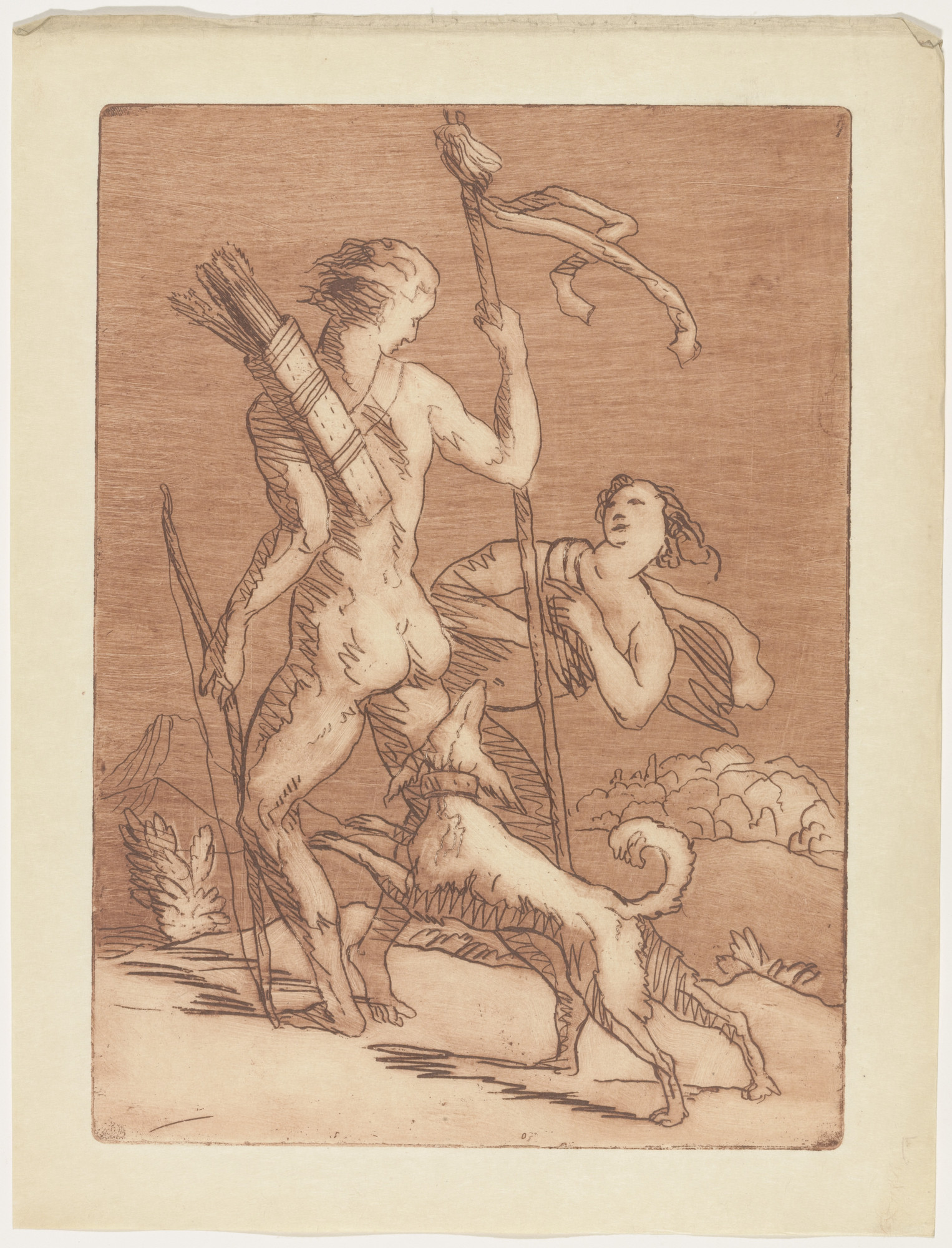 Émile Bernard. Narcissus and Echo (plate, folio 61) from Les Amours (The Loves)