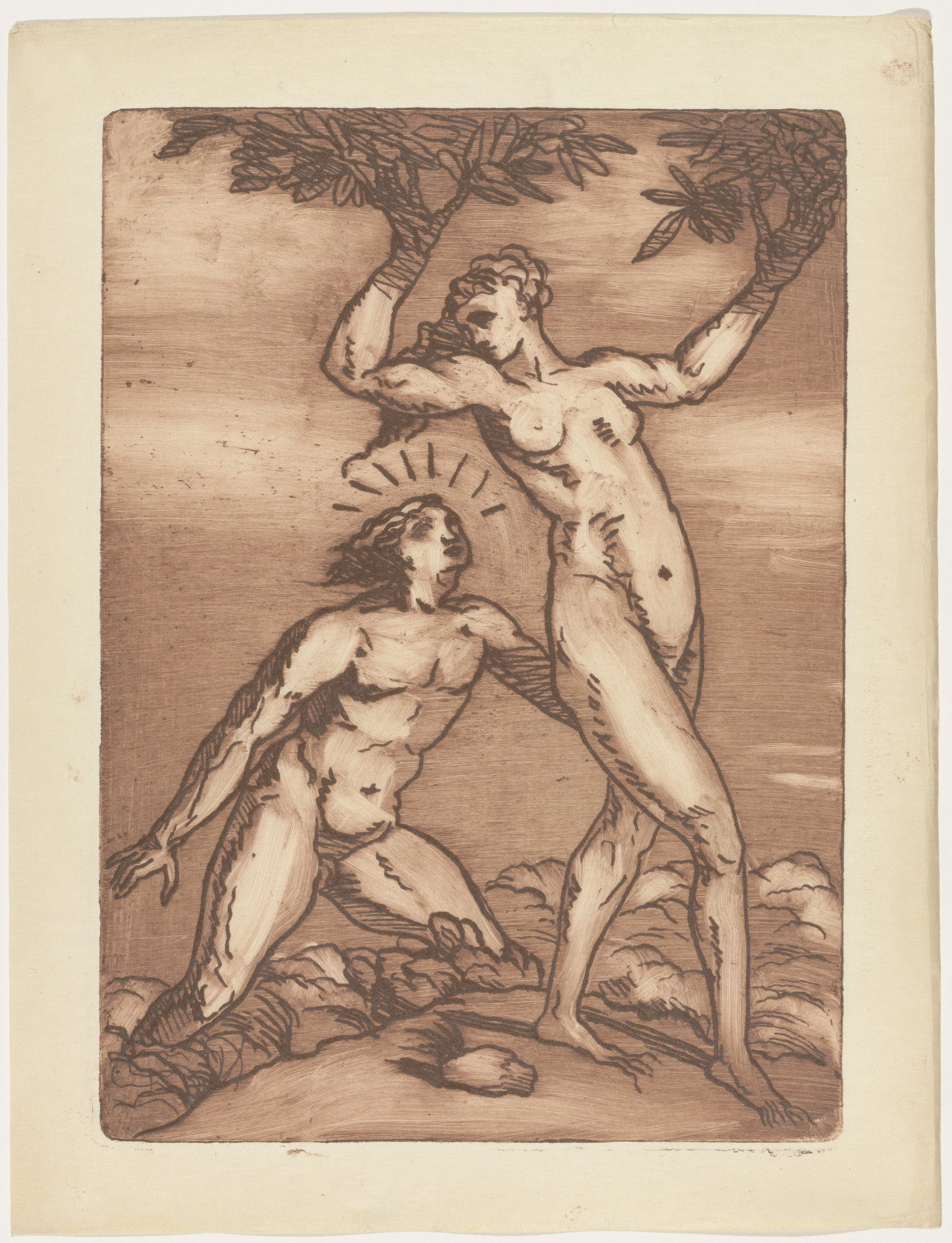 Émile Bernard. Apollo and Daphne (plate, folio 25) from Les Amours (The Loves)