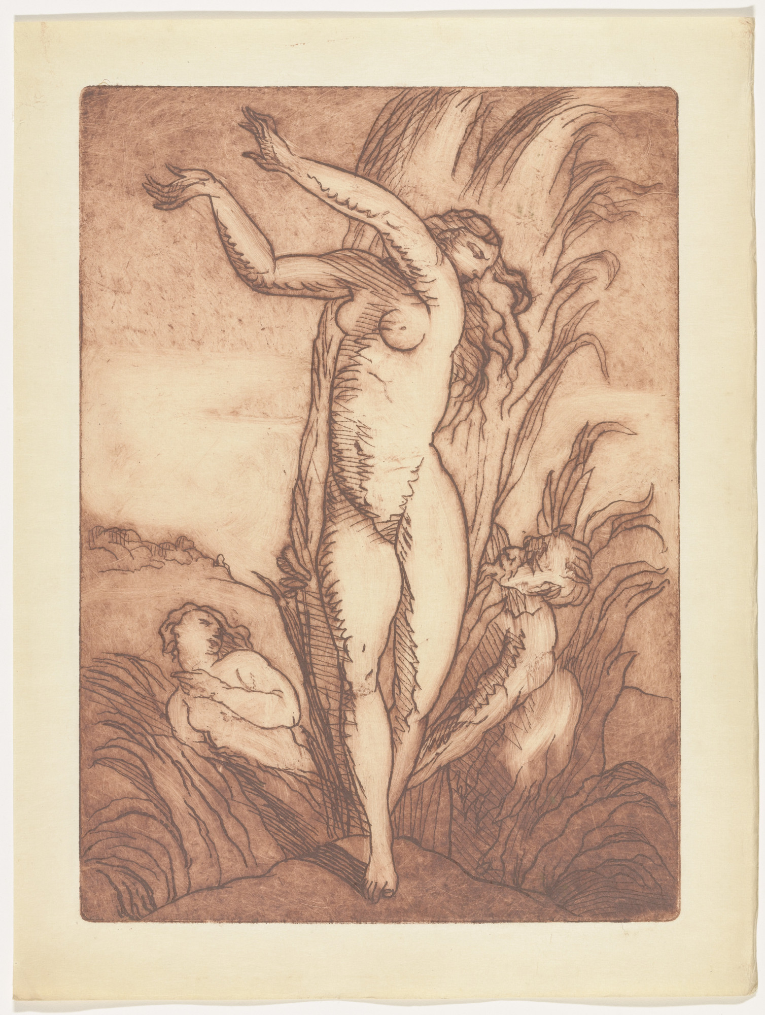 Émile Bernard. Pan and Syrinx (plate, folio 111) from Les Amours (The Loves)