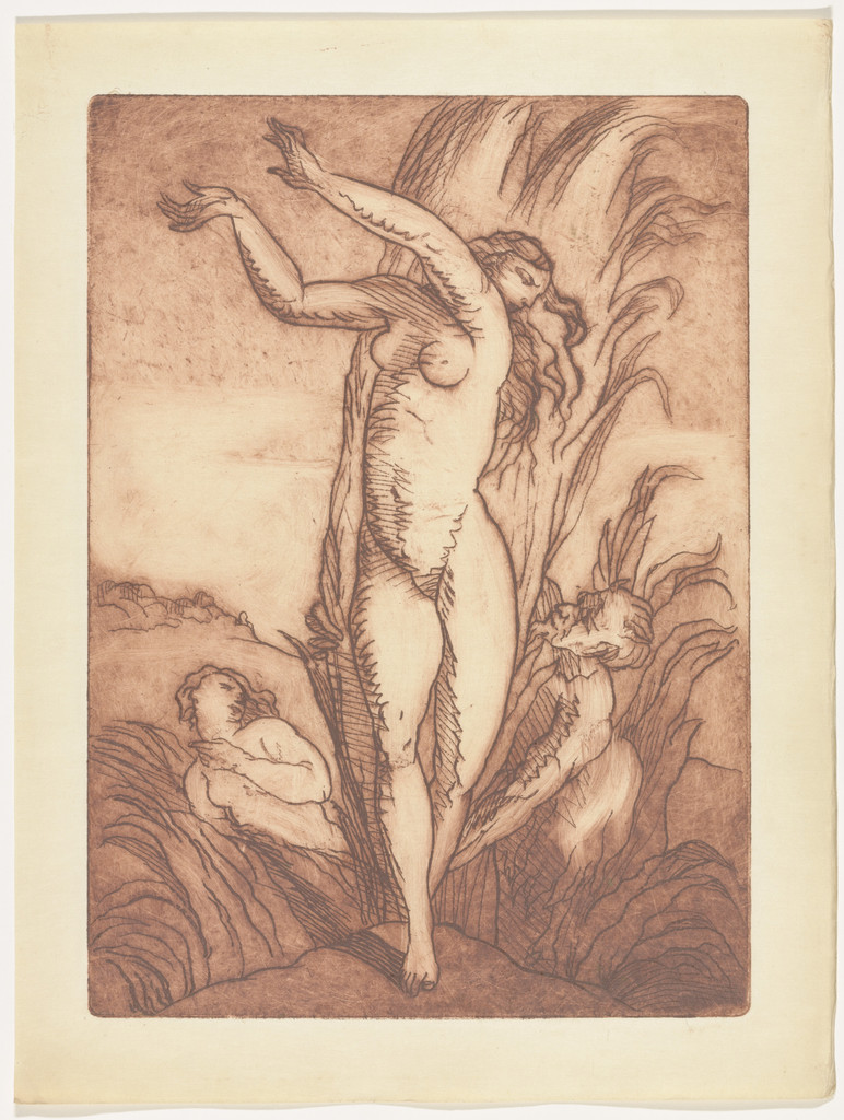 Pan and Syrinx (plate, folio 111) from Les Amours (The Loves)