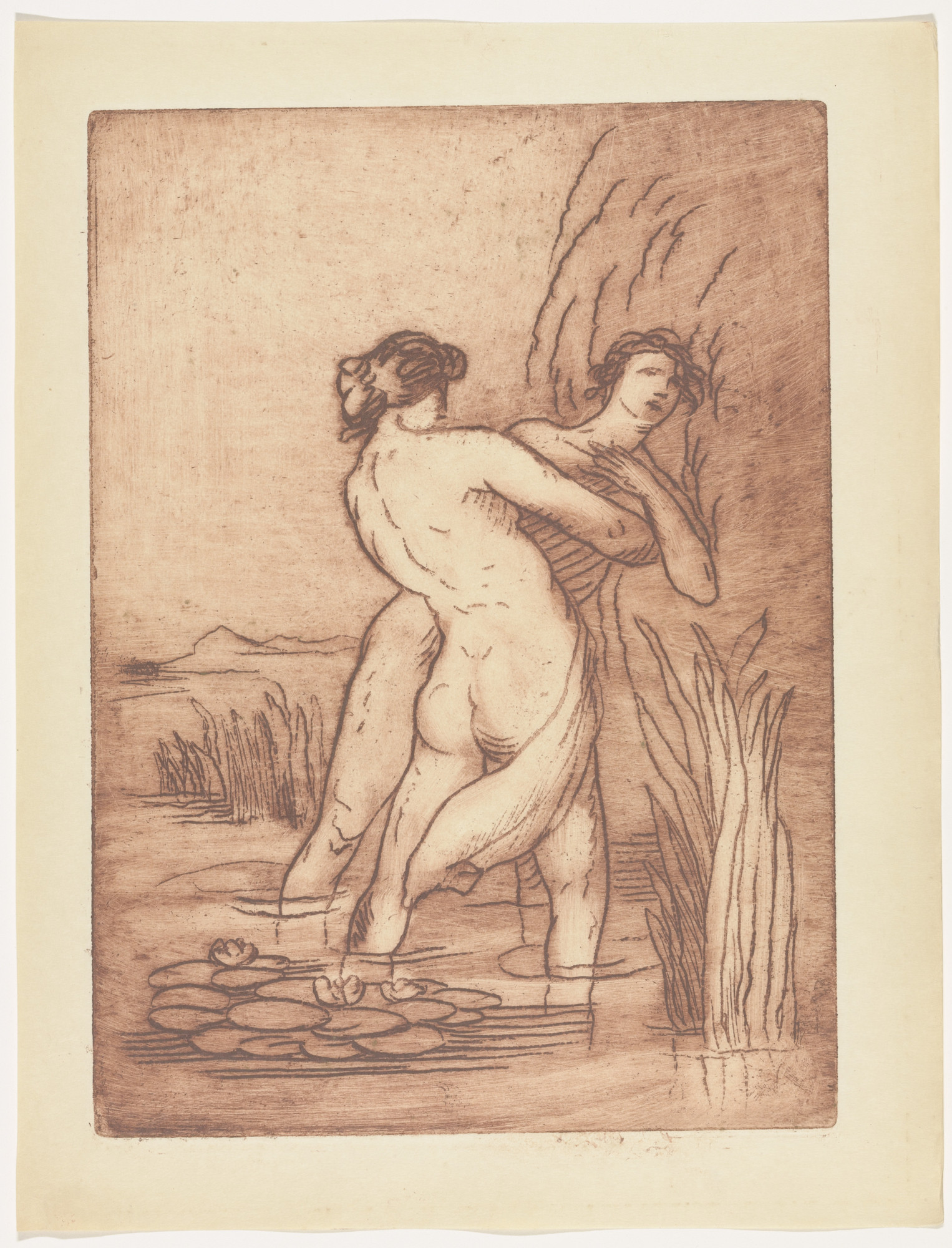 Émile Bernard. Salmacis and Hermaphrodite (plate, folio 116) from Les Amours (The Loves)