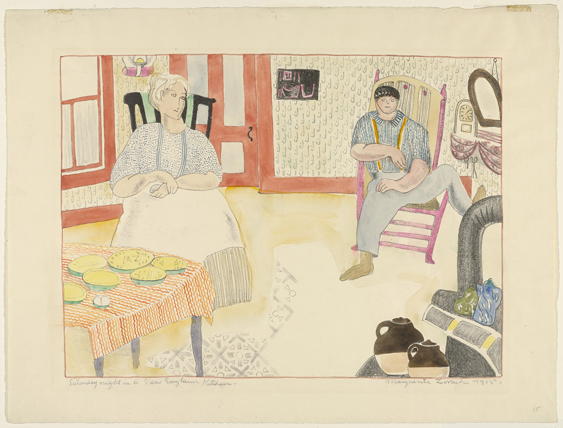 Marguerite Zorach. Saturday Night in a New England Kitchen. 1915
