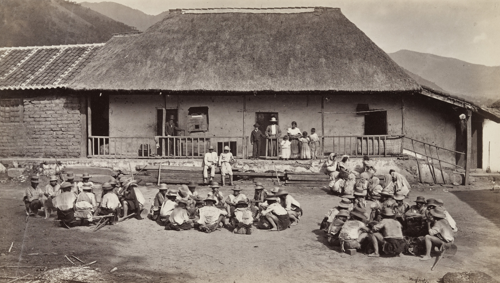 Eadweard J. Muybridge. Coffee Pickers at Dinner, Hacienda Mateo, Guatemala