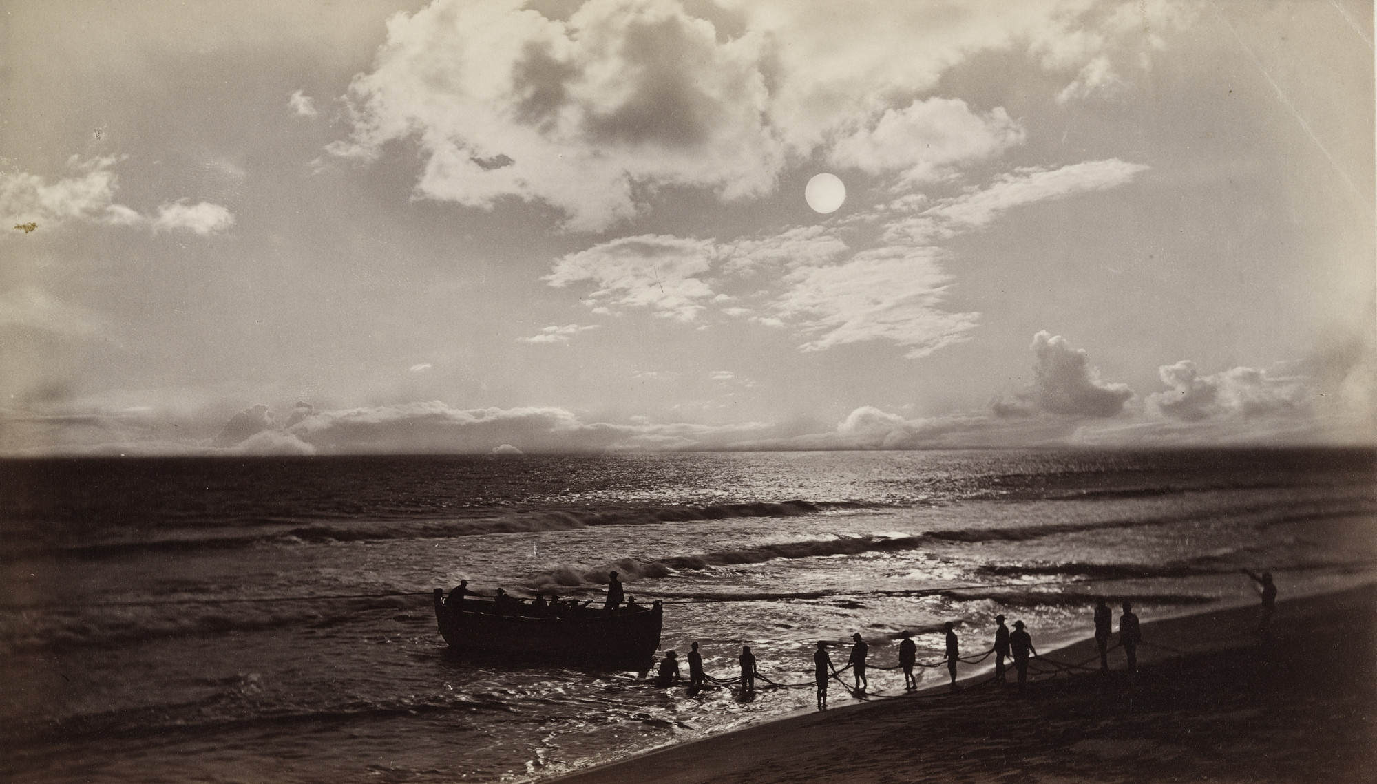 Eadweard J. Muybridge. Return of a Coffee Launch by Moonlight, Champerico
