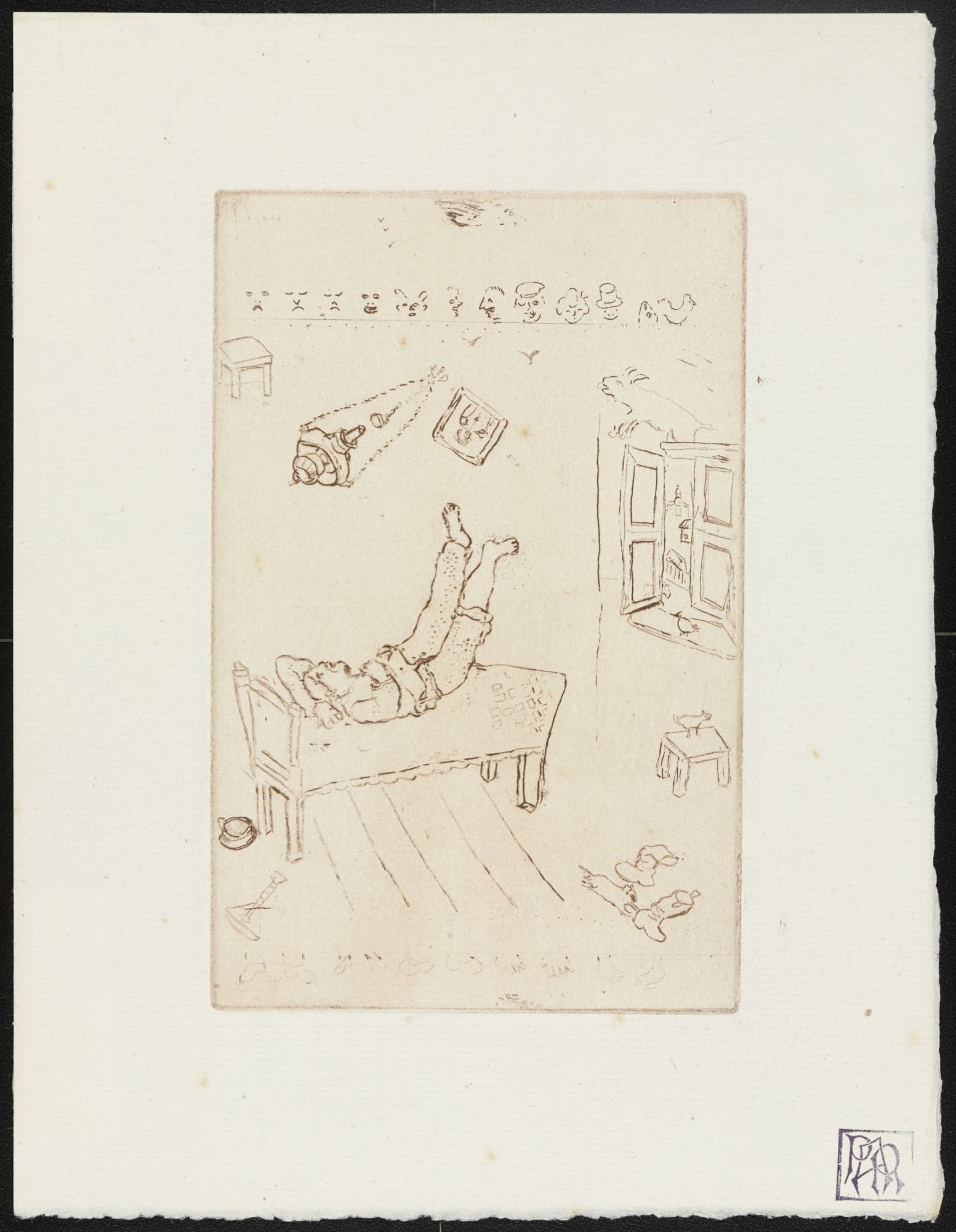 Marc Chagall. Sloth I ( La Paresse I ) from The Seven Deadly Sins ( Les Sept péchés capitaux )