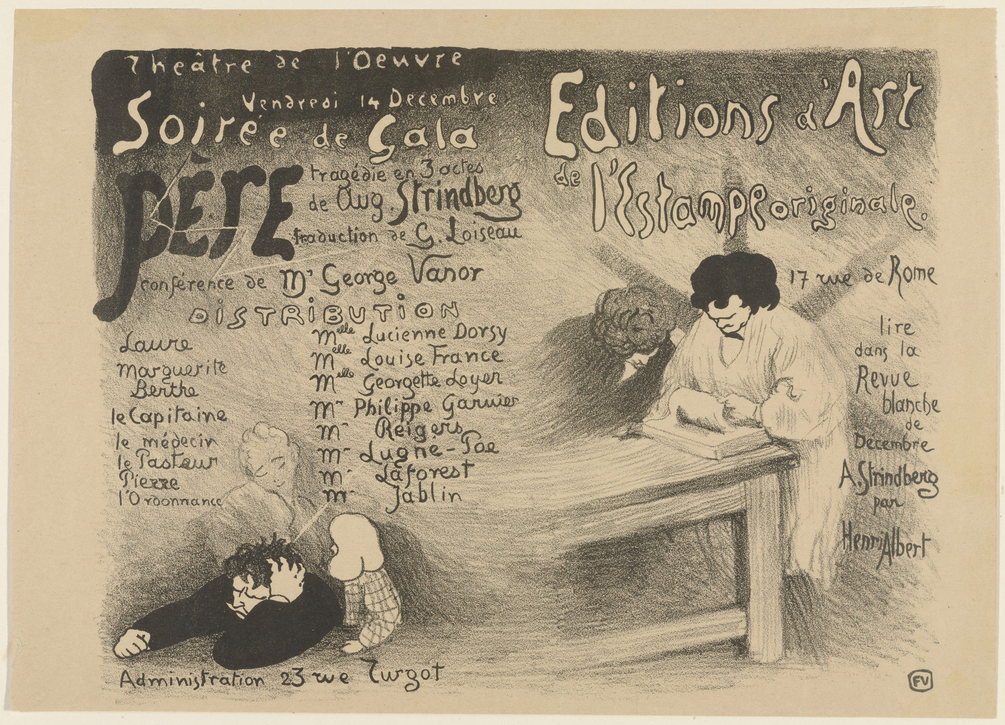 Félix Vallotton. Playbill for August Strindberg&#39;s Père (Father). 1894