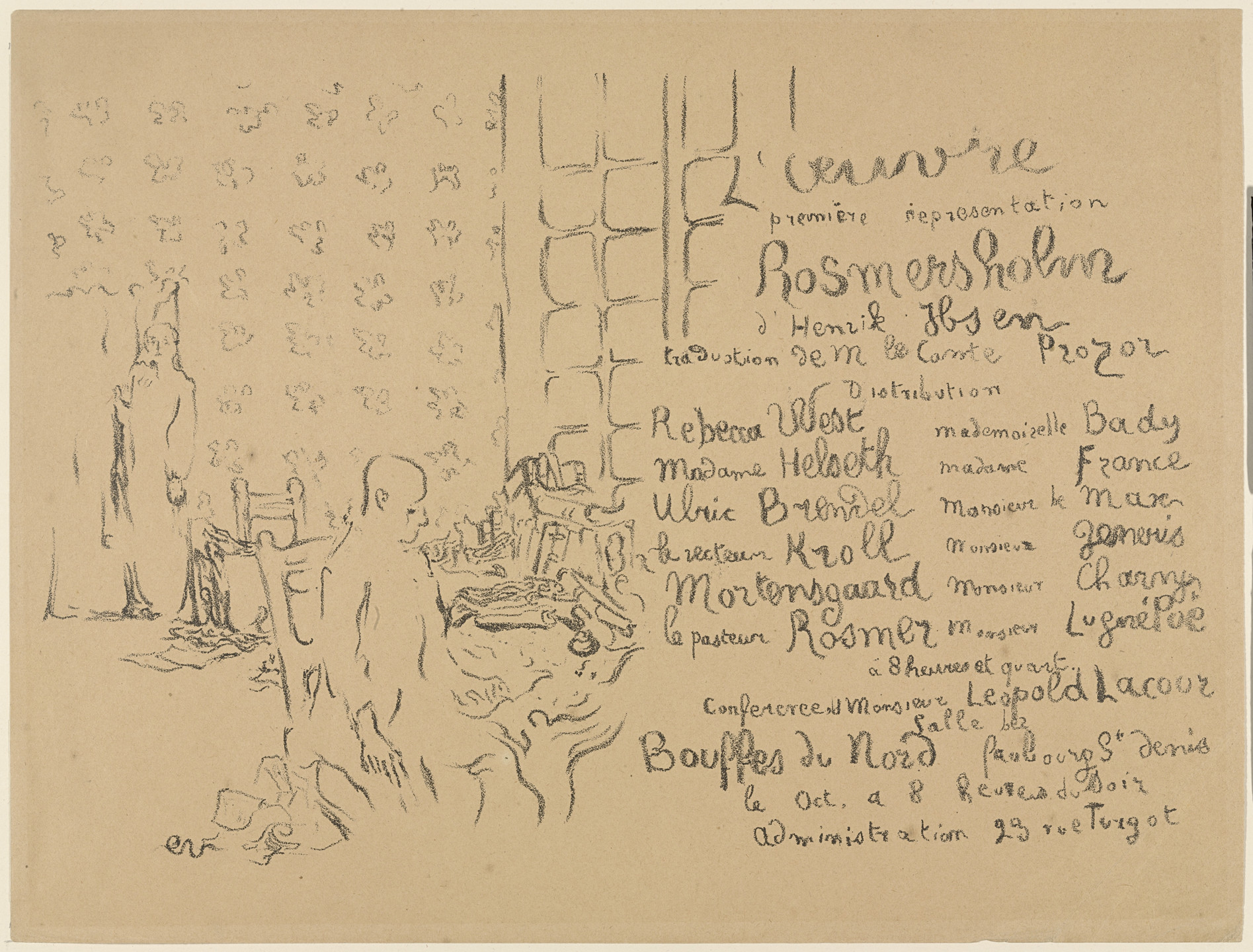Édouard Vuillard. Program for Henrik Ibsen&#39;s Rosmersholm. October 1893