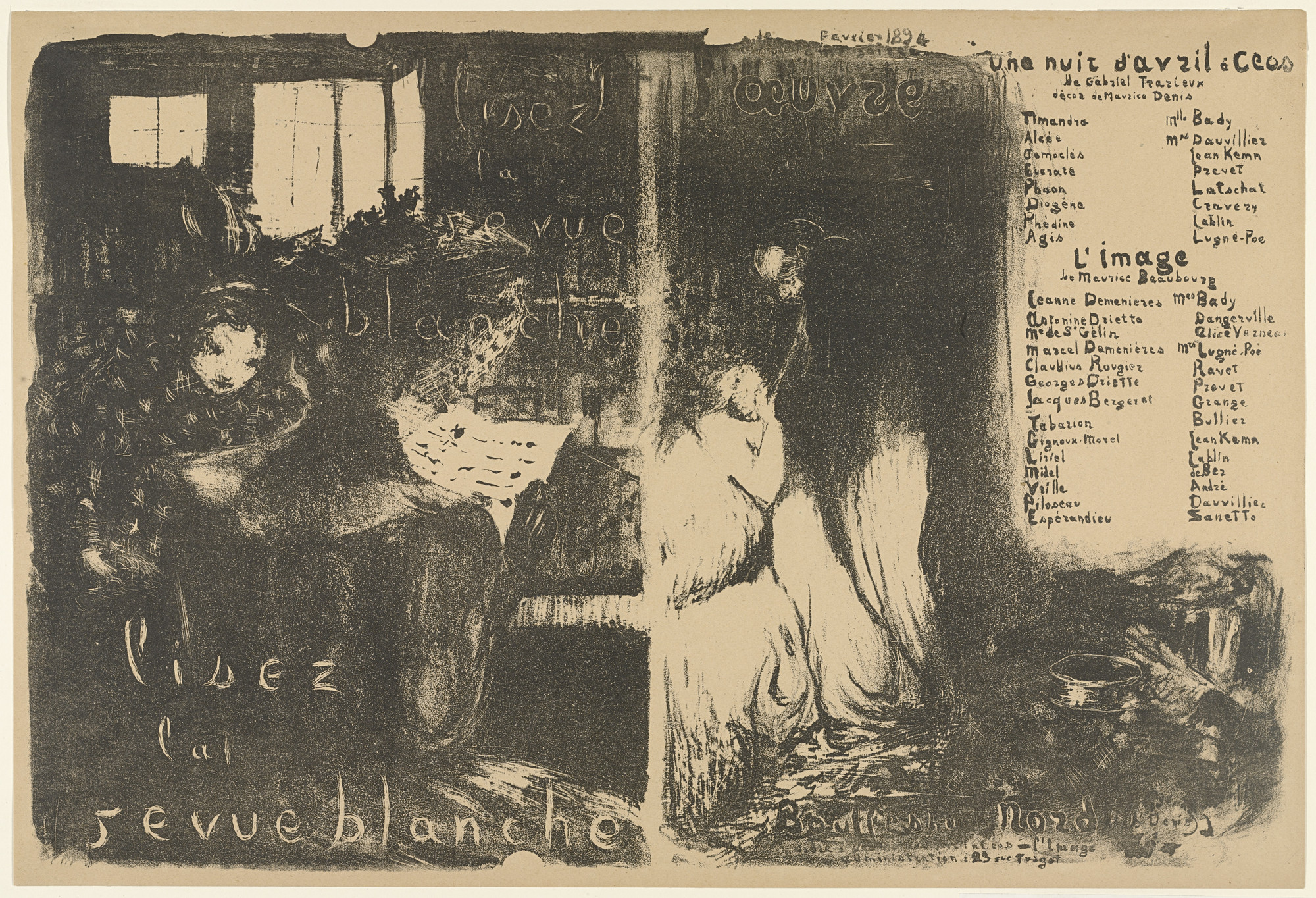 Édouard Vuillard. Program for Lisez La Revue Blanche and Une Nuit d&#39;Avril a Ceos. February 1894