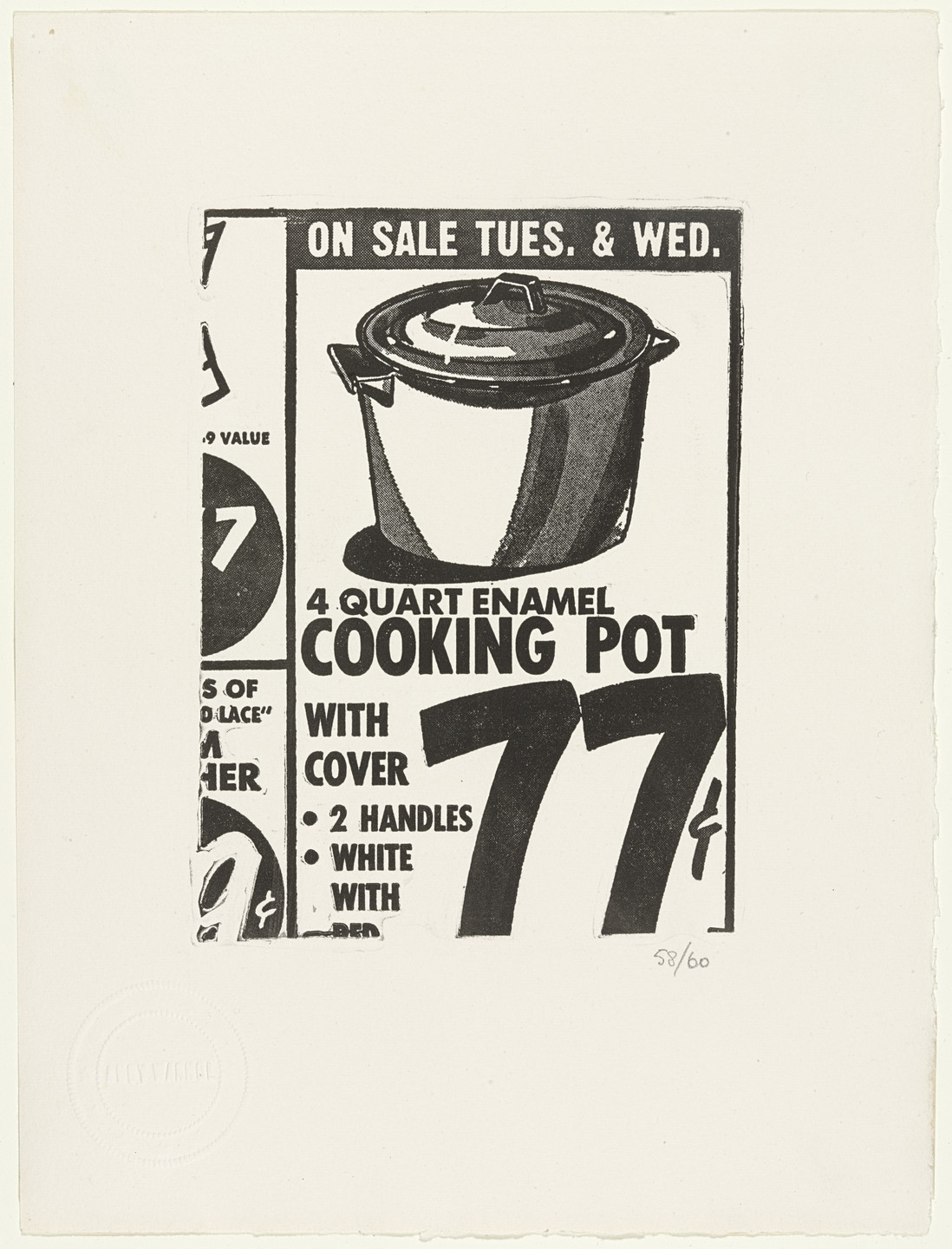 Andy Warhol. Cooking Pot (plate 18) from The International Anthology of Contemporary Engraving: The International Avant-Garde, Volume 5: America Discovered (Anthologia internazionale dell&#39;incisione contemporanea: L&#39;Avanguardia internazionale: Volume 5: Scoperta dell&#39;America). 1962, published 1964