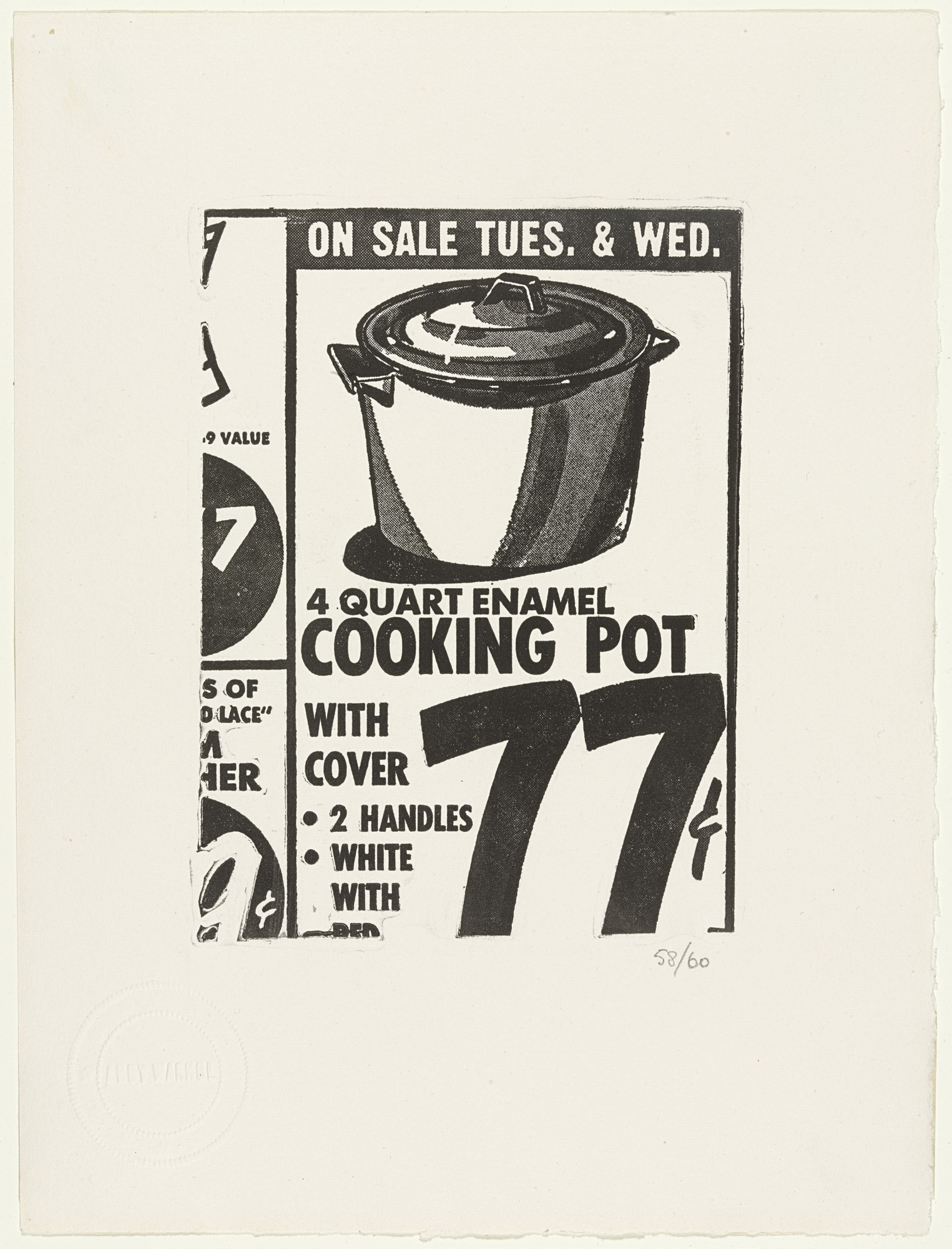 Andy Warhol. Cooking Pot (plate 18) from The International Anthology of Contemporary Engraving: The International Avant-Garde, Volume 5: America Discovered (Anthologia internazionale dell'incisione contemporanea: L'Avanguardia internazionale: Volume 5: Scoperta dell'America)