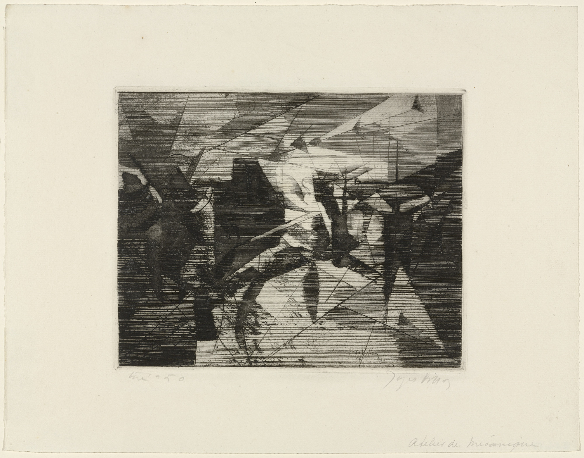 Jacques Villon. The Mechanic's Workshop (Le Petit atelier de mécanique)