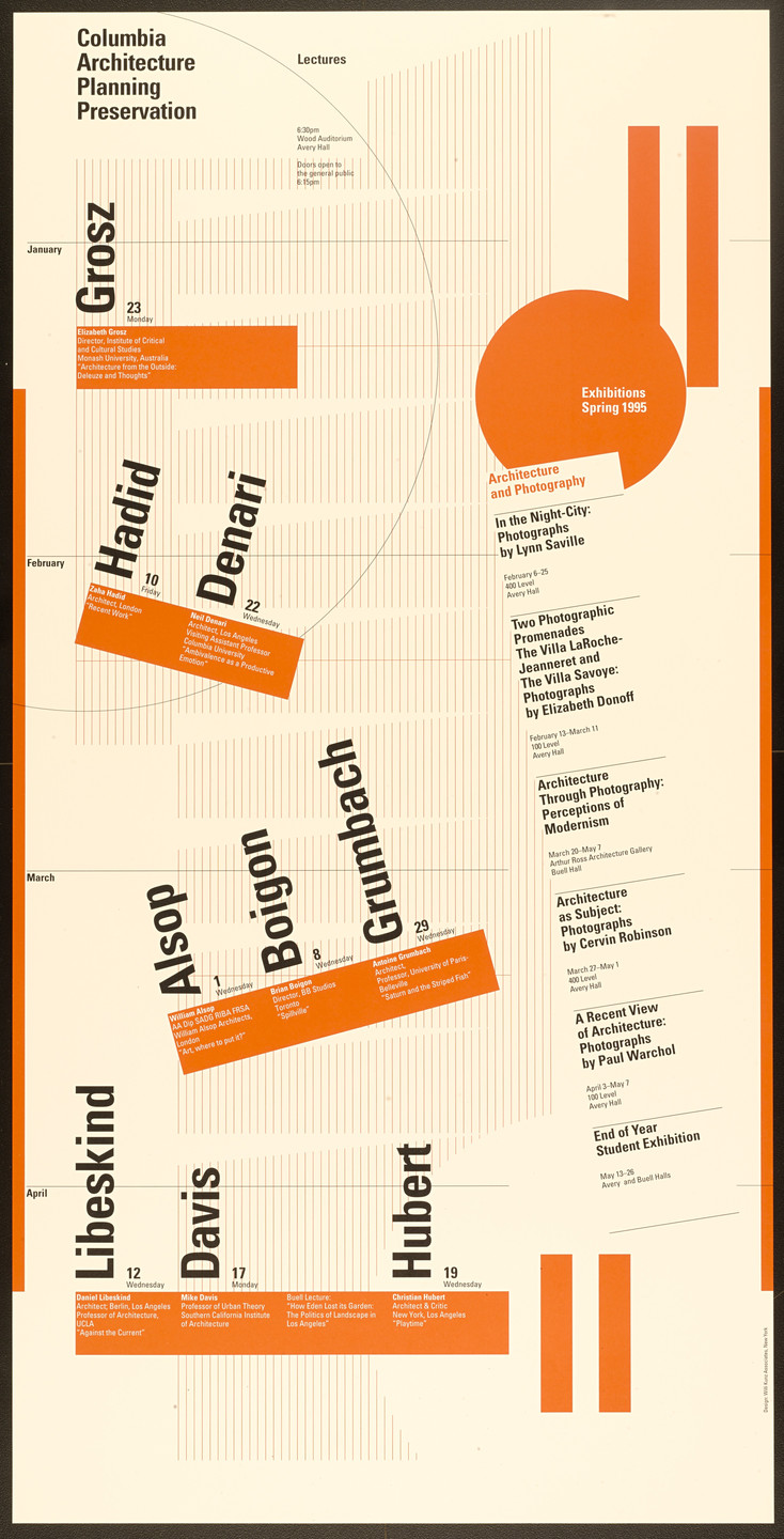 Willi Kunz. Columbia University, Graduate School of Architecture, Planning and Preservation Lecture Series Spring 1995. 1995
