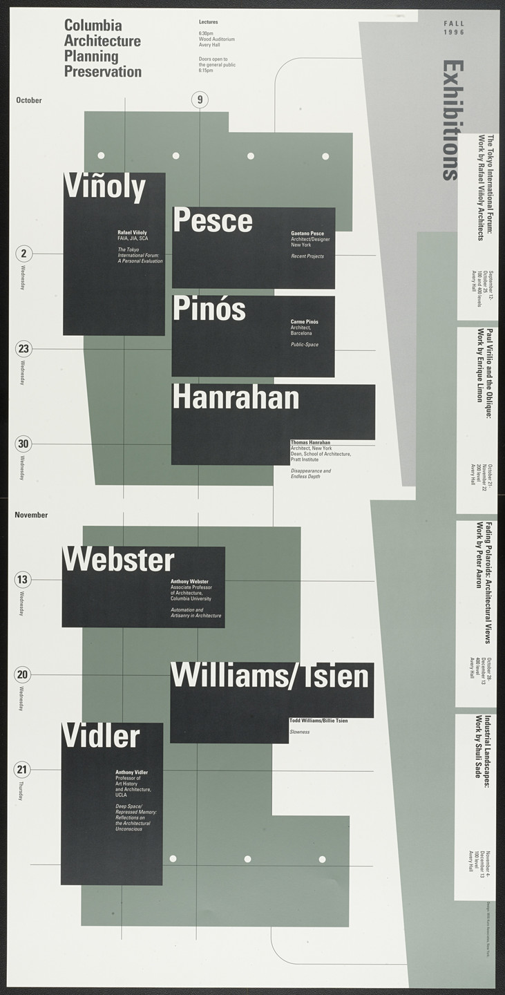 Willi Kunz. Columbia University, Graduate School of Architecture, Planning and Preservation Lecture Series Fall 1996. 1996