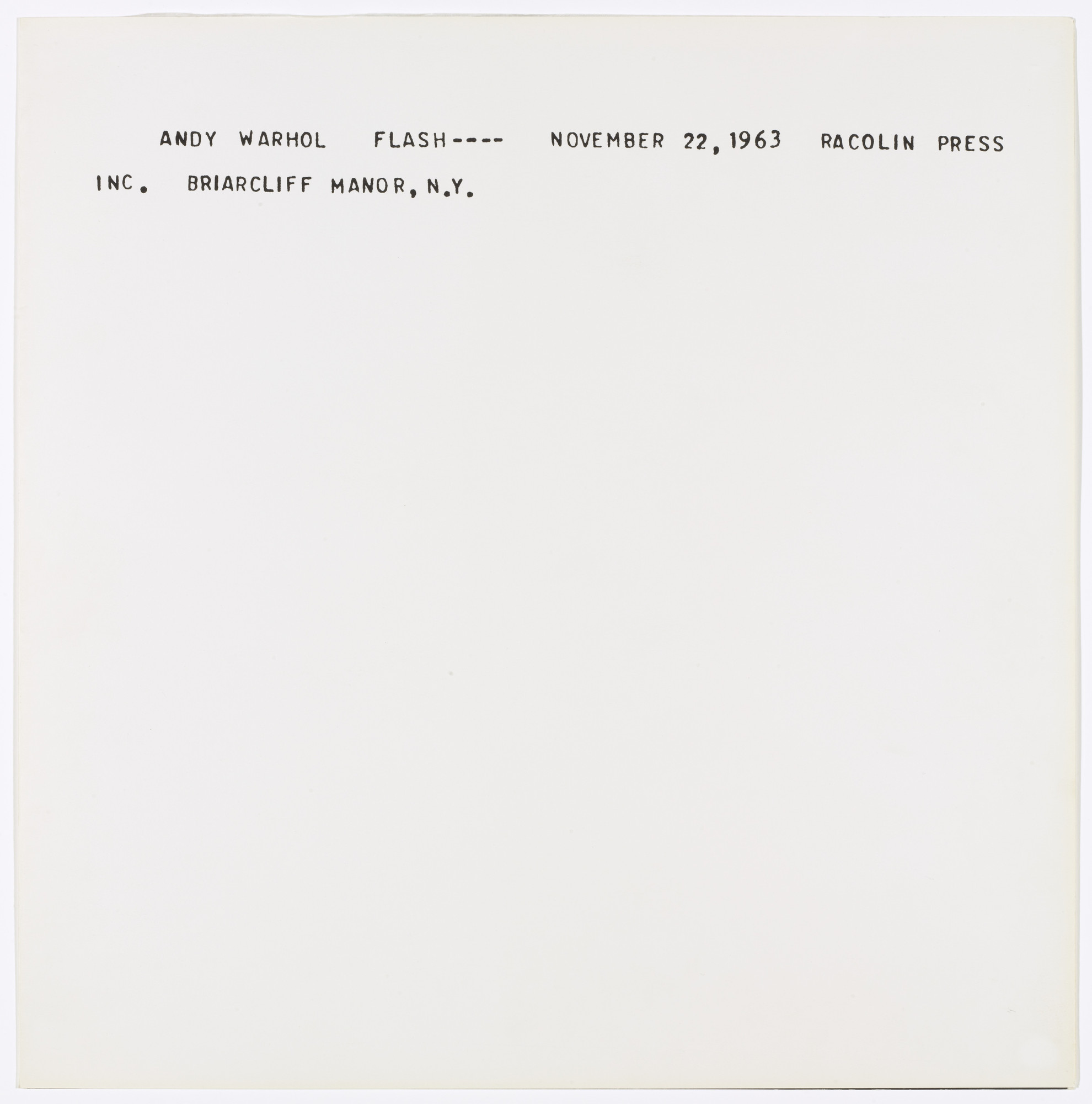Andy Warhol. Flash-November 22, 1963