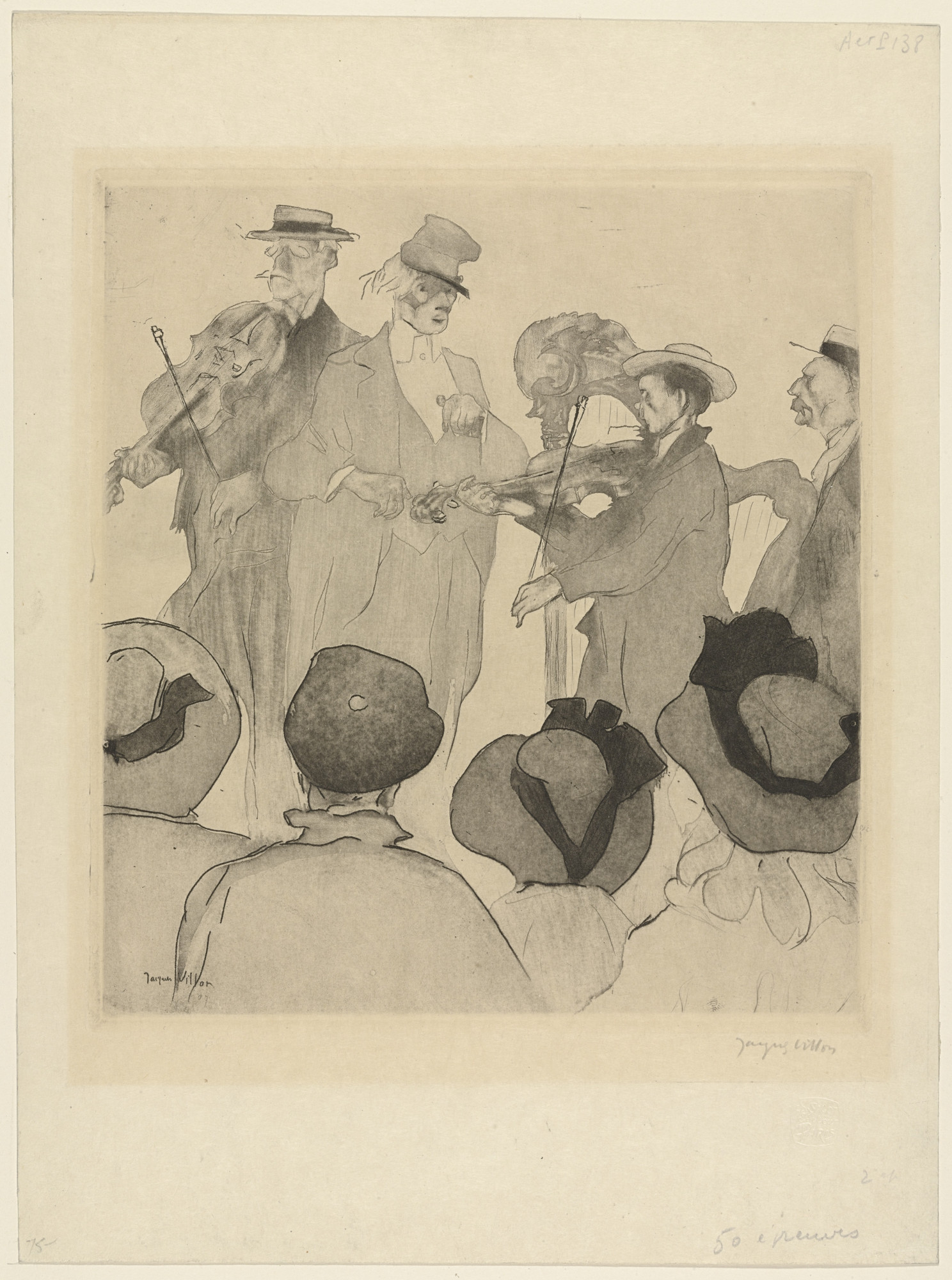 Jacques Villon. Concert on the Beach ( Croquis de plage, mère et enfant )