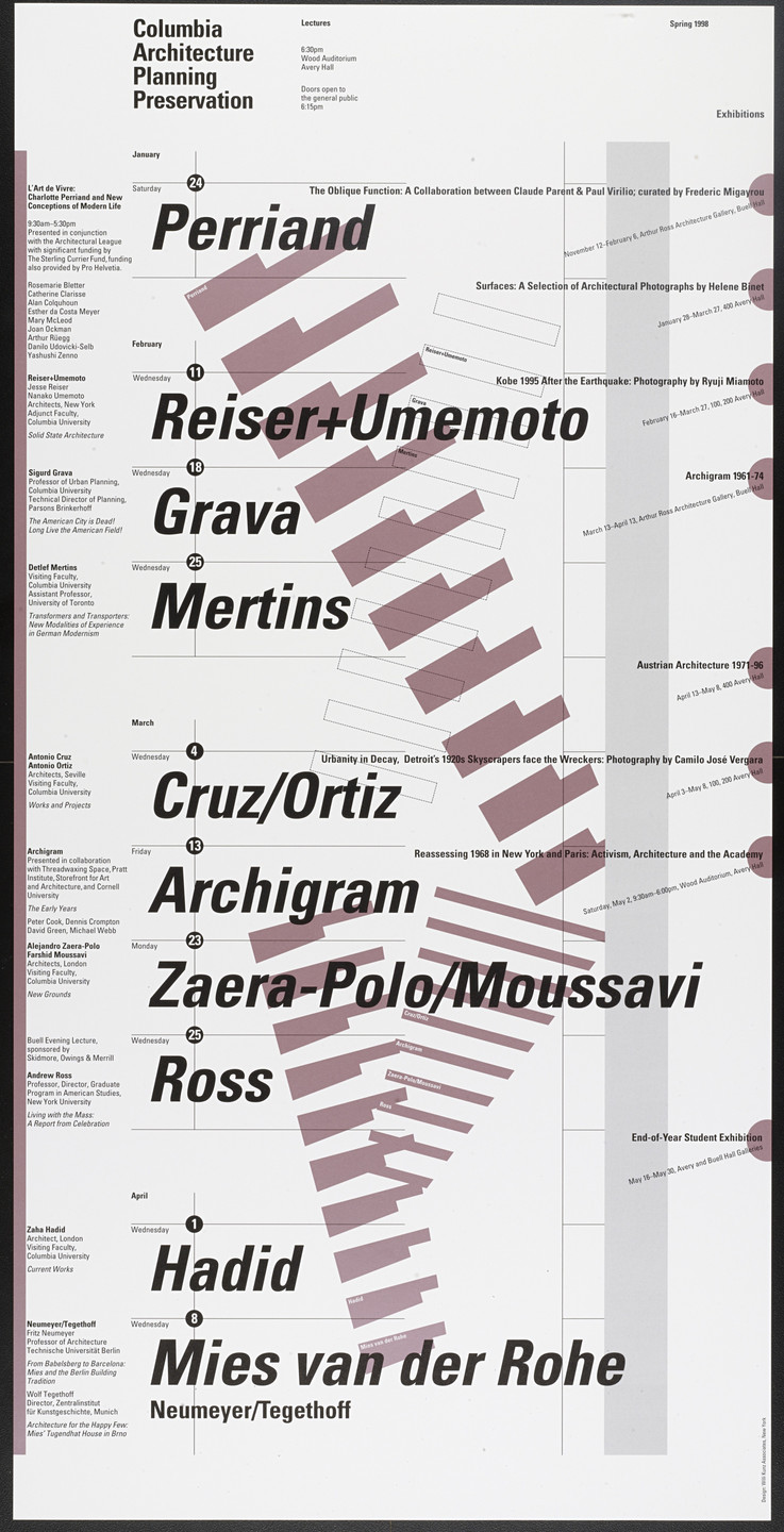 Willi Kunz. Columbia University, Graduate School of Architecture, Planning and Preservation Lecture Series Spring 1998. 1998