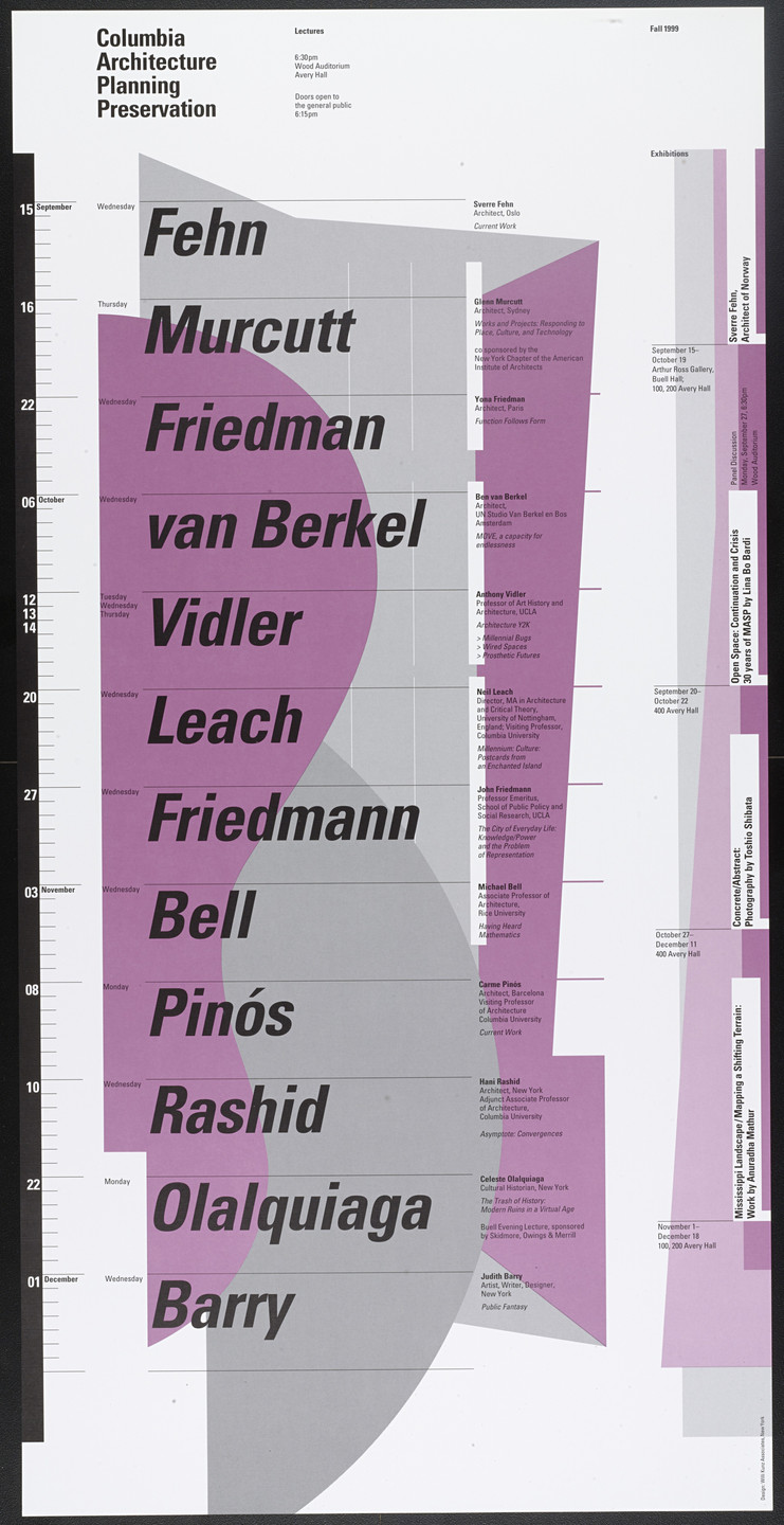 Willi Kunz. Columbia University, Graduate School of Architecture, Planning and Preservation Lecture Series Fall 1999. 1999