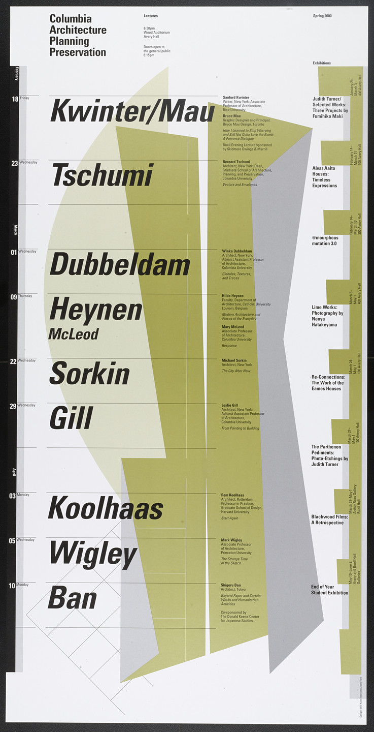 Willi Kunz. Columbia University, Graduate School of Architecture, Planning and Preservation Lecture Series Spring 2000. 2000