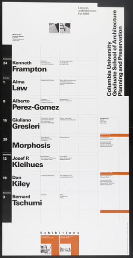 Columbia University, Graduate School of Architecture, Planning and Preservation Lecture Series Fall 1986
