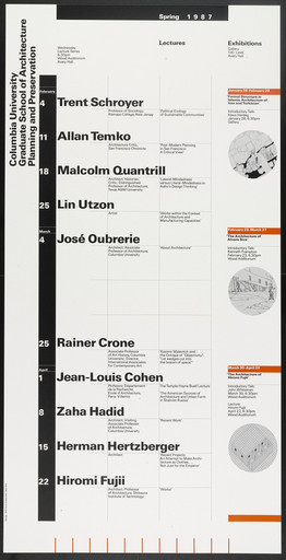 Columbia University, Graduate School of Architecture, Planning and Preservation Lecture Series Spring 1987