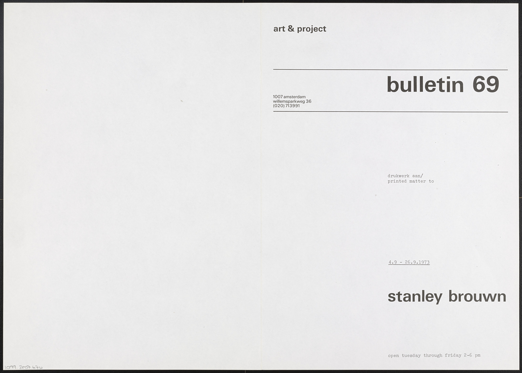 Allen Ruppersberg. Art & Project Bulletin #67
