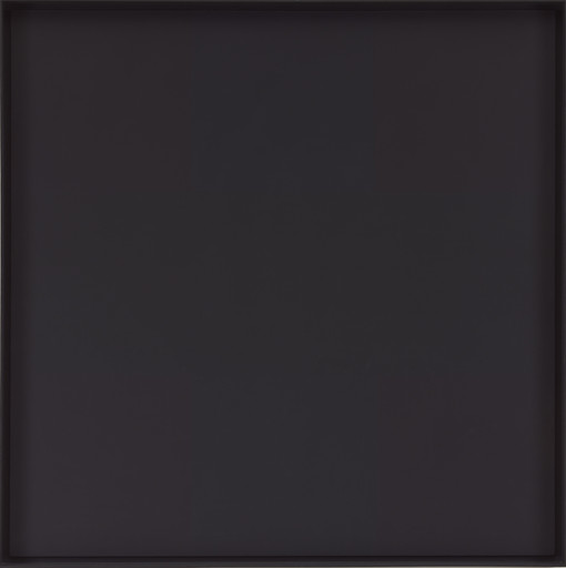 A dark square image predominantly filled with shades of black and very dark gray. The colors are mostly uniform with subtle variations. This is an AI generated description. To give feedback, email ai@moma.org.