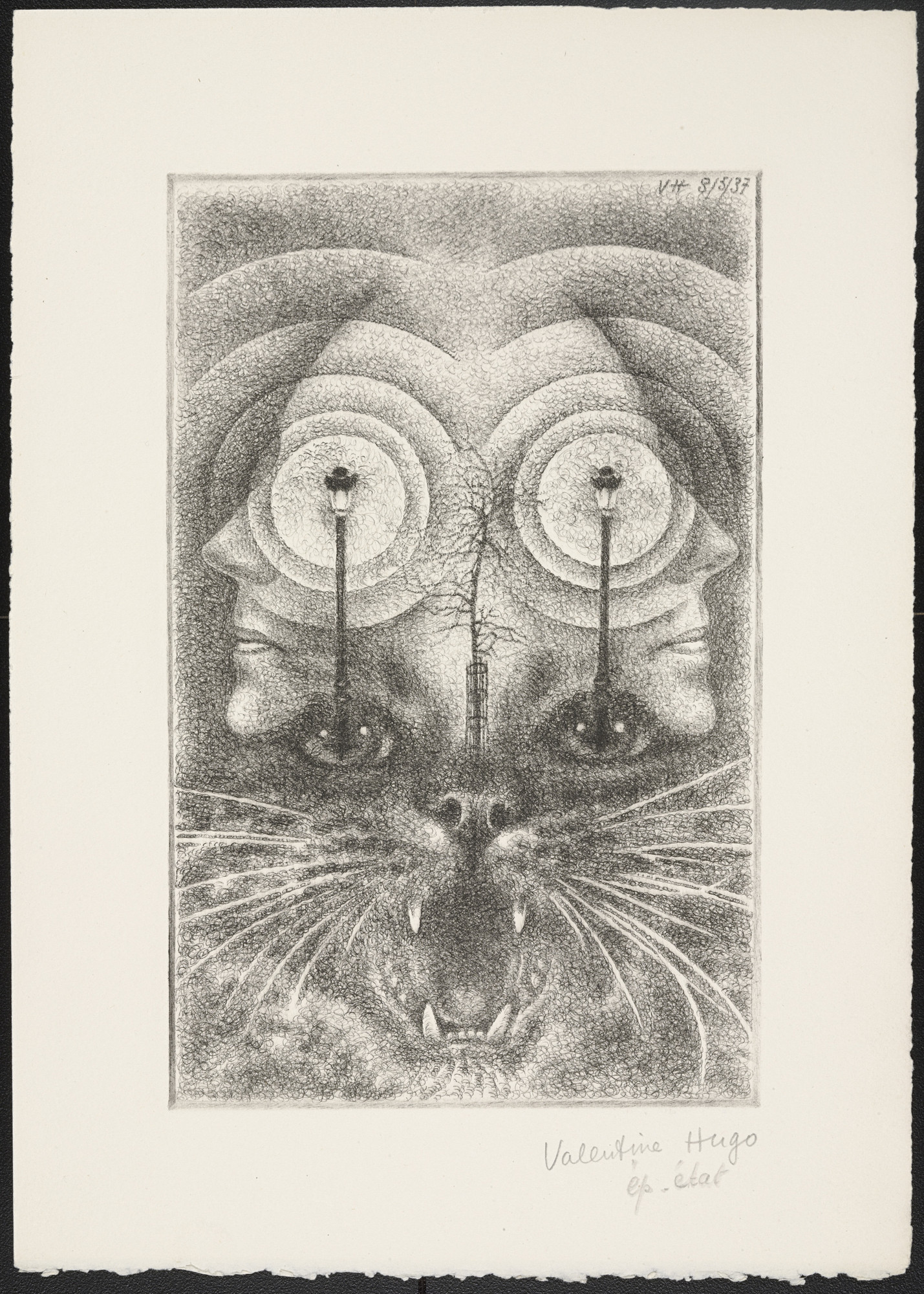 Valentine Hugo. Trial proof for rejected plate and 2 folios of