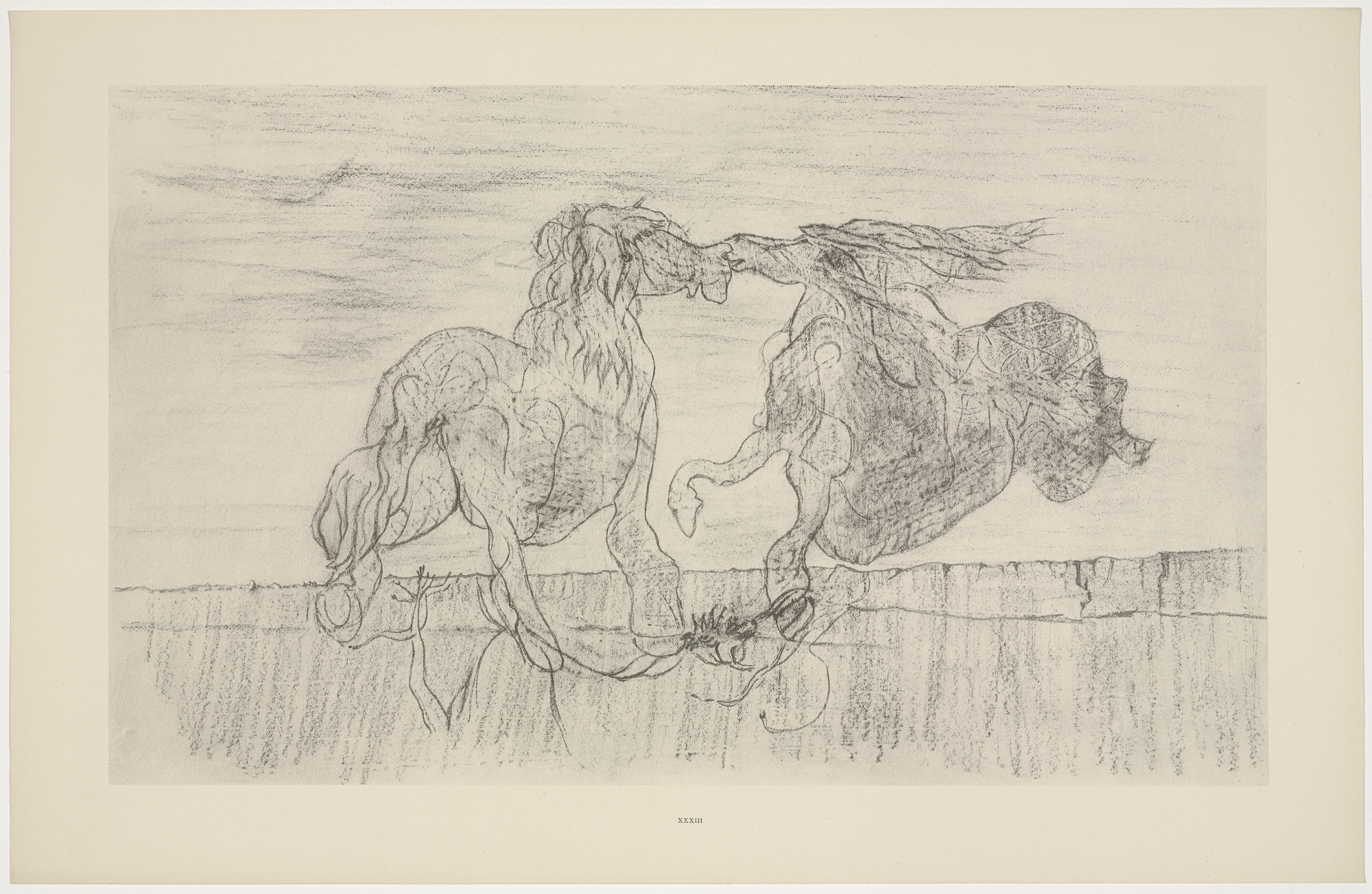 Max Ernst. Stallion and Bride of the Wind (L'Étalon et la fiancée du vent) from Natural History (Histoire naturelle). c. 1925, published 1926