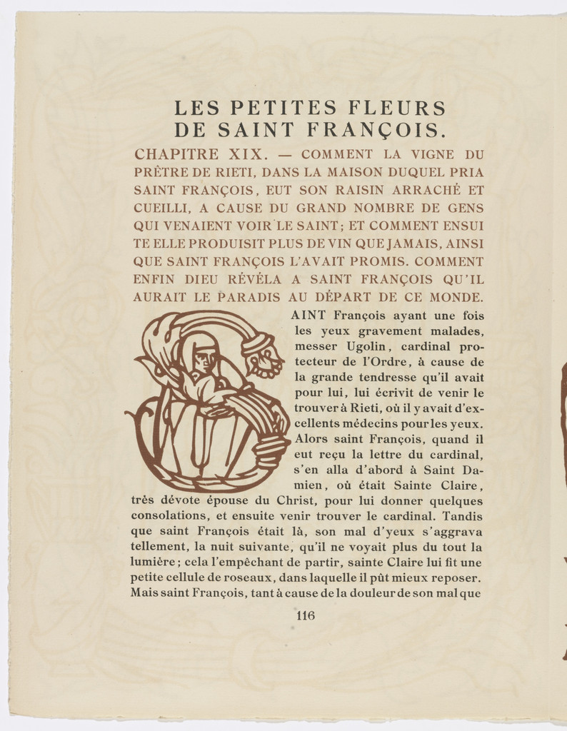 Pictorial initial (page 116) from Les Petites Fleurs de St. François (The Little Flowers of St. Francis)