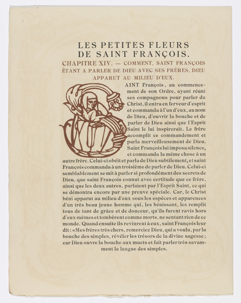 Pictorial initial (page 88) from Les Petites Fleurs de St. François (The Little Flowers of St. Francis)