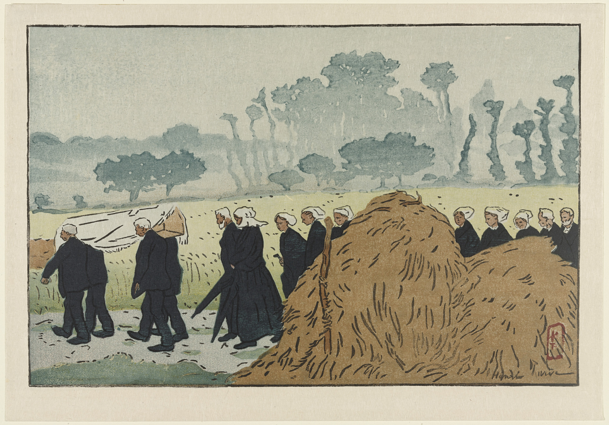 Henri Rivière. Burial at Trestraou. (1891)