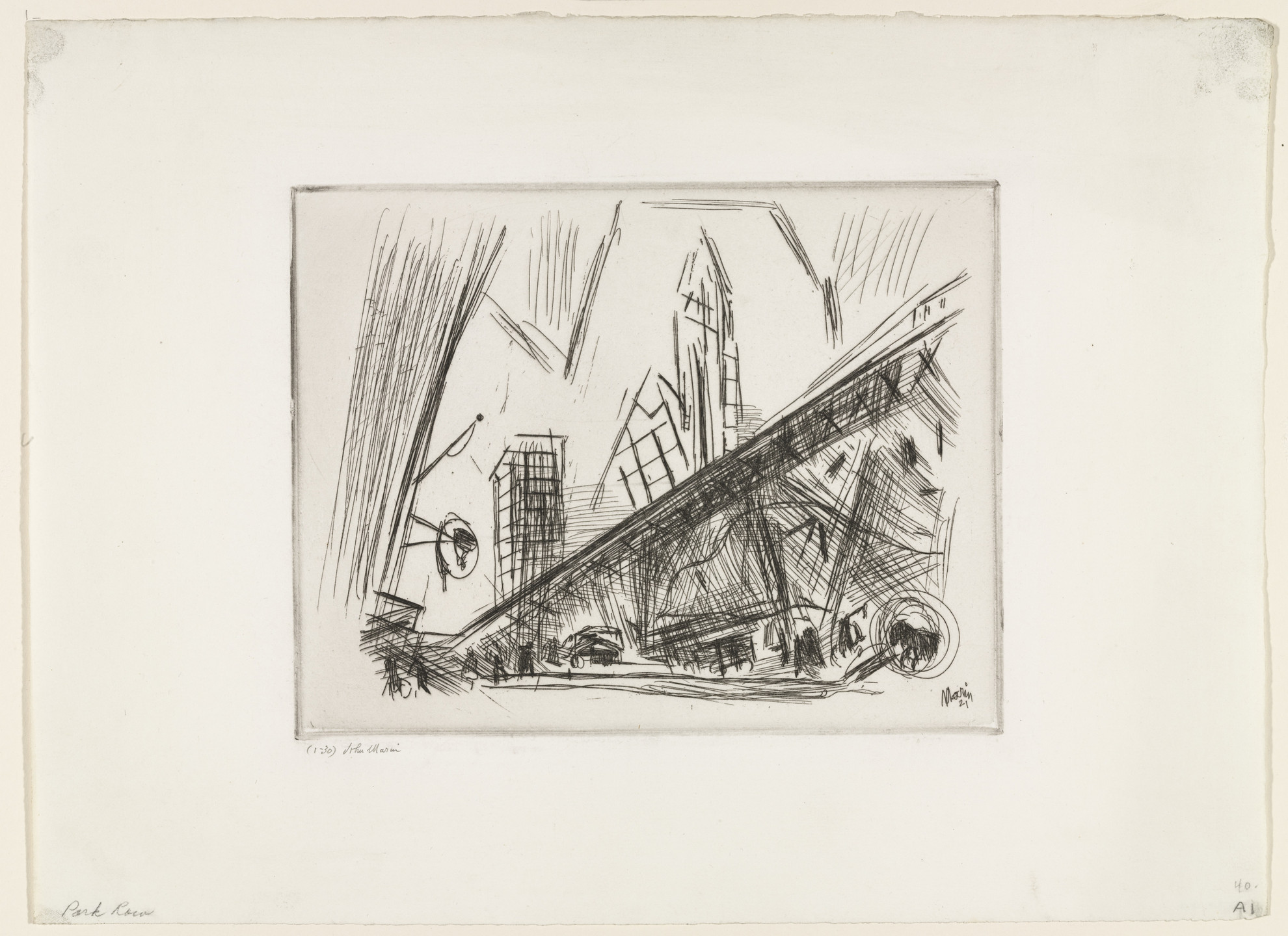 John Marin. Downtown, The El. 1921