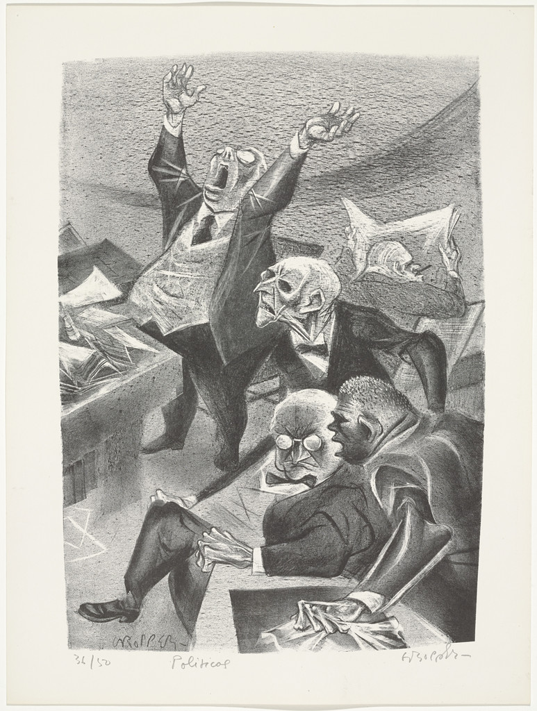 Politicos from Capriccios, William Gropper, 1953–57
