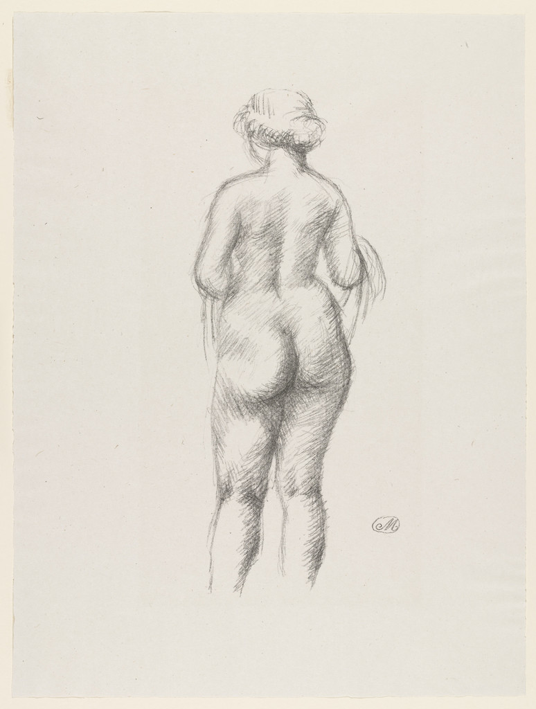 Nude Woman Holding a Scarf (Femme Nue de dos tenant une echarpe) from Essai dur l'histoire de la lithographie en France. Les Peintures lithographes de Manet à Matisse. Album de lithographies originales.