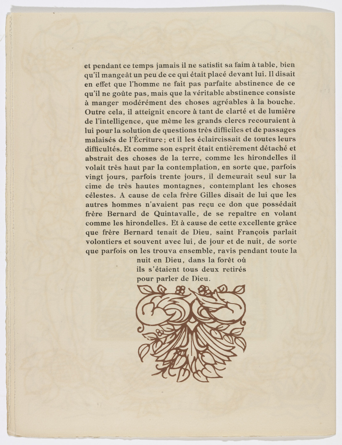 Émile Bernard. Tailpiece (page 176) from Les Petites Fleurs de St. François (The Little Flowers of St. Francis). 1928