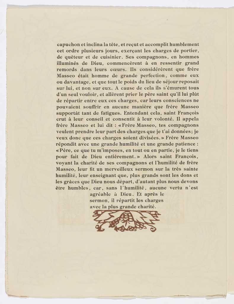 Tailpiece (page 78) from Les Petites Fleurs de St. François (The Little Flowers of St. Francis)