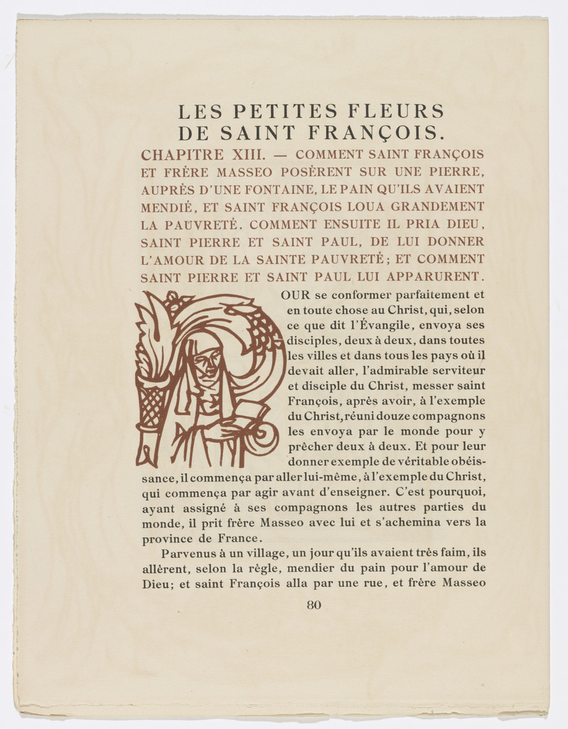 Pictorial initial (page 80) from Les Petites Fleurs de St. François (The Little Flowers of St. Francis)