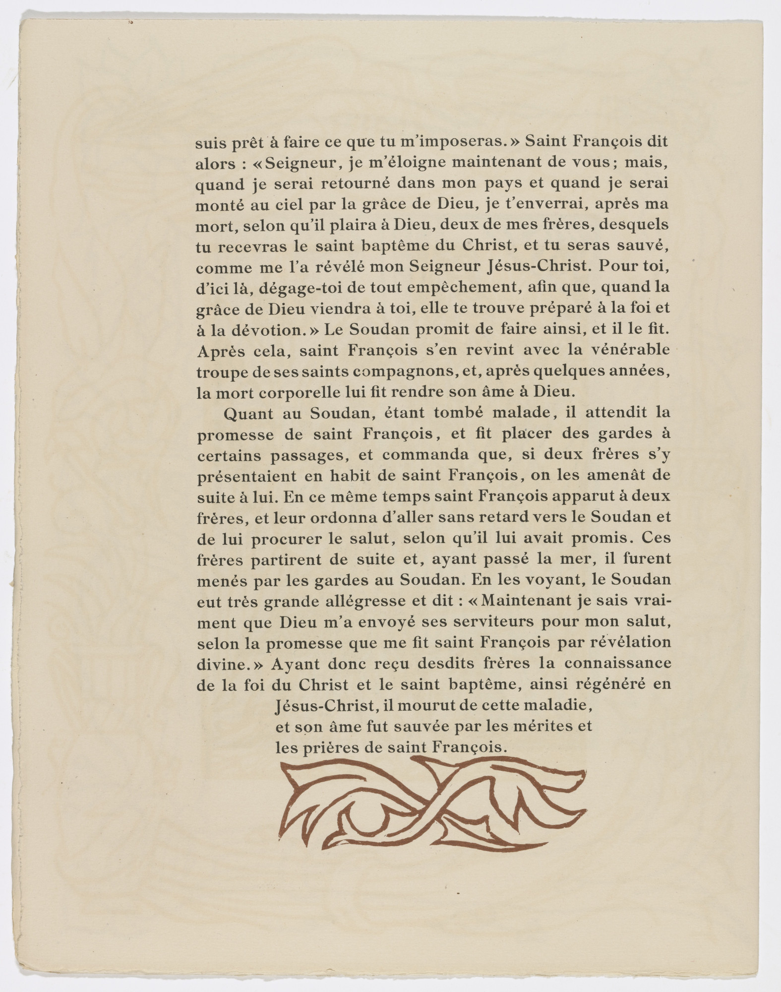 Émile Bernard. Tailpiece (page 144) from Les Petites Fleurs de St. François (The Little Flowers of St. Francis)
