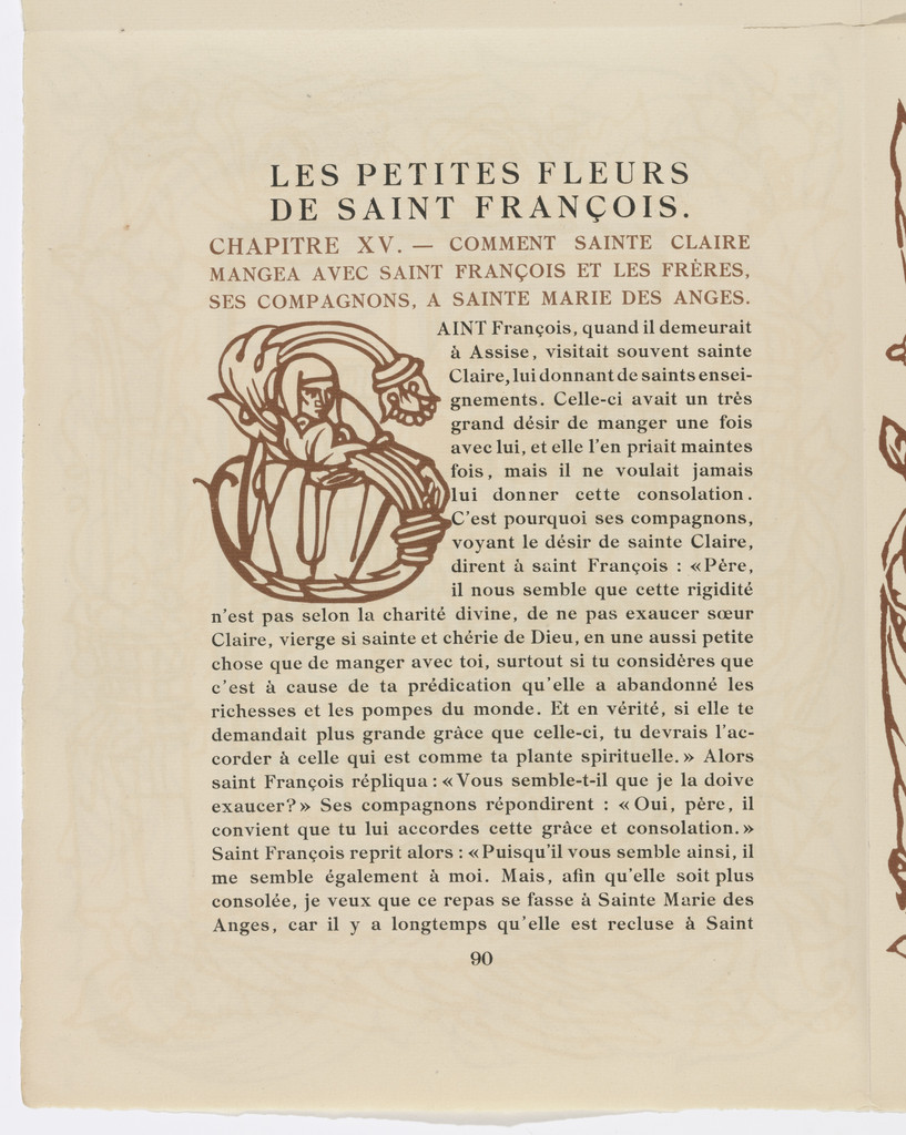 Pictorial initial (page 90) from Les Petites Fleurs de St. François (The Little Flowers of St. Francis)