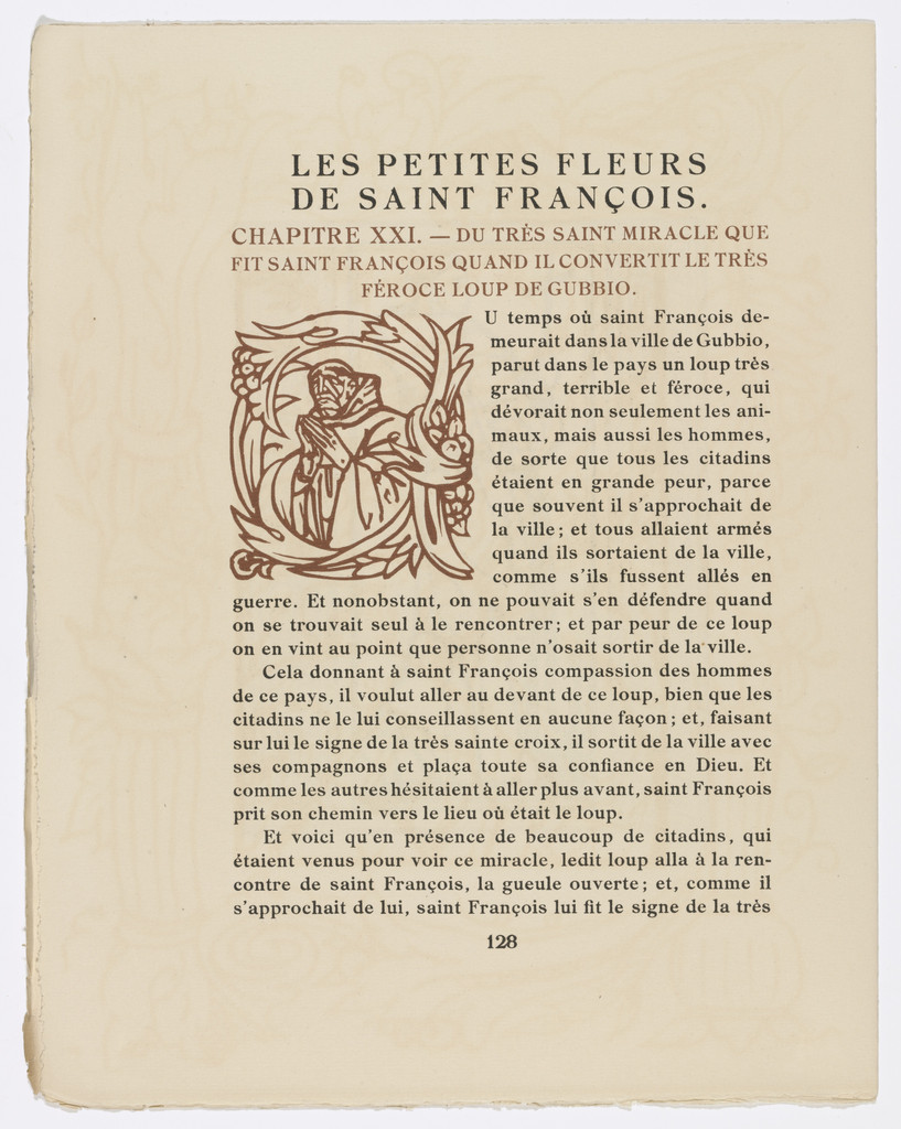 Pictorial initial (page 128) from Les Petites Fleurs de St. François (The Little Flowers of St. Francis)