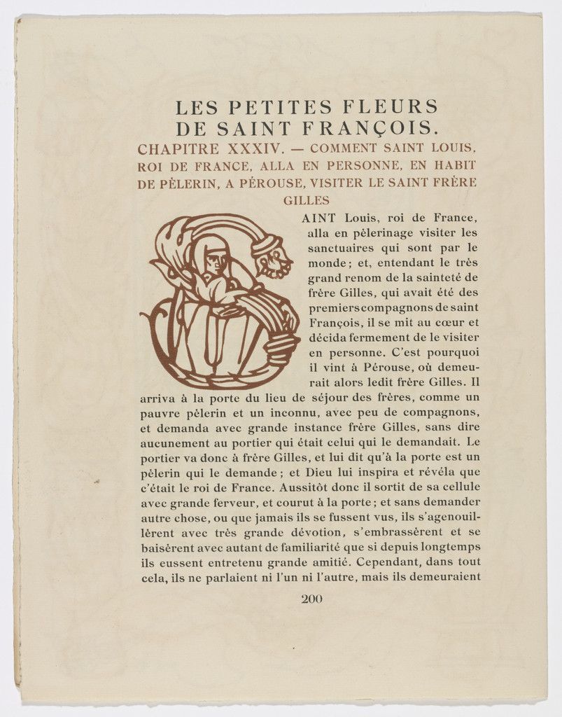 Pictorial initial (page 200) from Les Petites Fleurs de St. François (The Little Flowers of St. Francis)