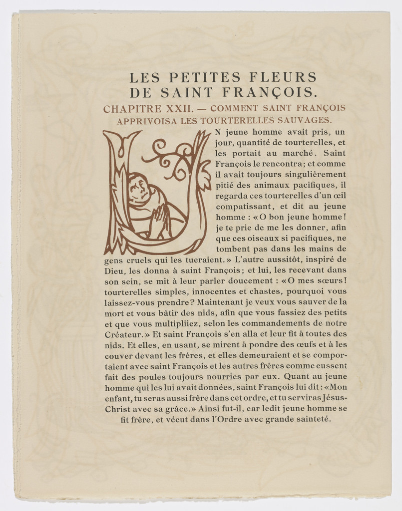 Pictorial initial (page 136) from Les Petites Fleurs de St. François (The Little Flowers of St. Francis)