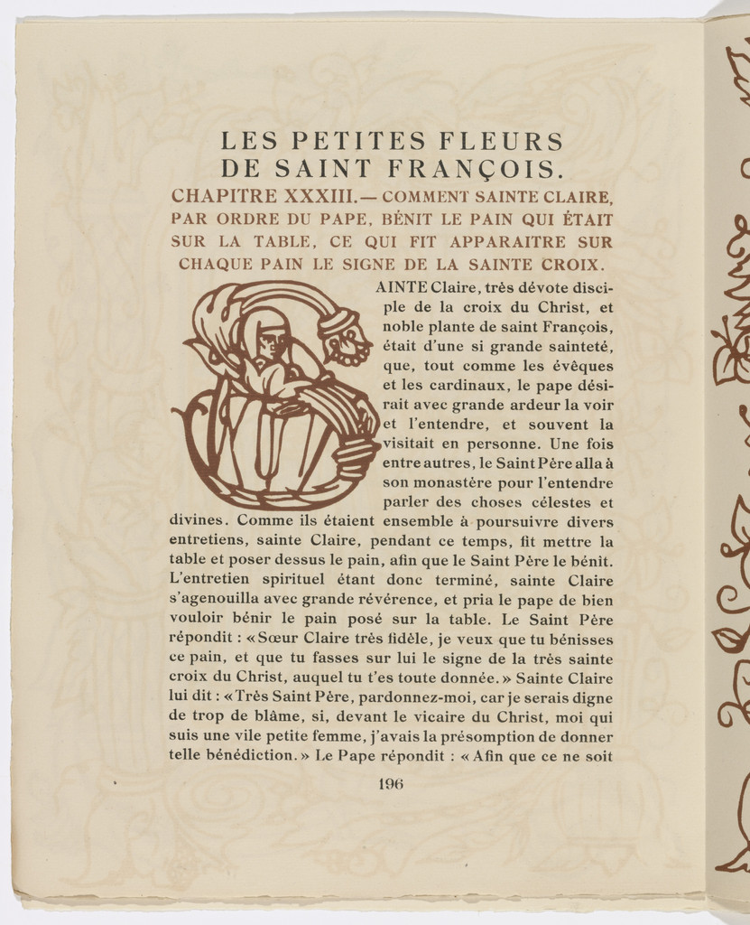 Pictorial initial (page 196) from Les Petites Fleurs de St. François (The Little Flowers of St. Francis)