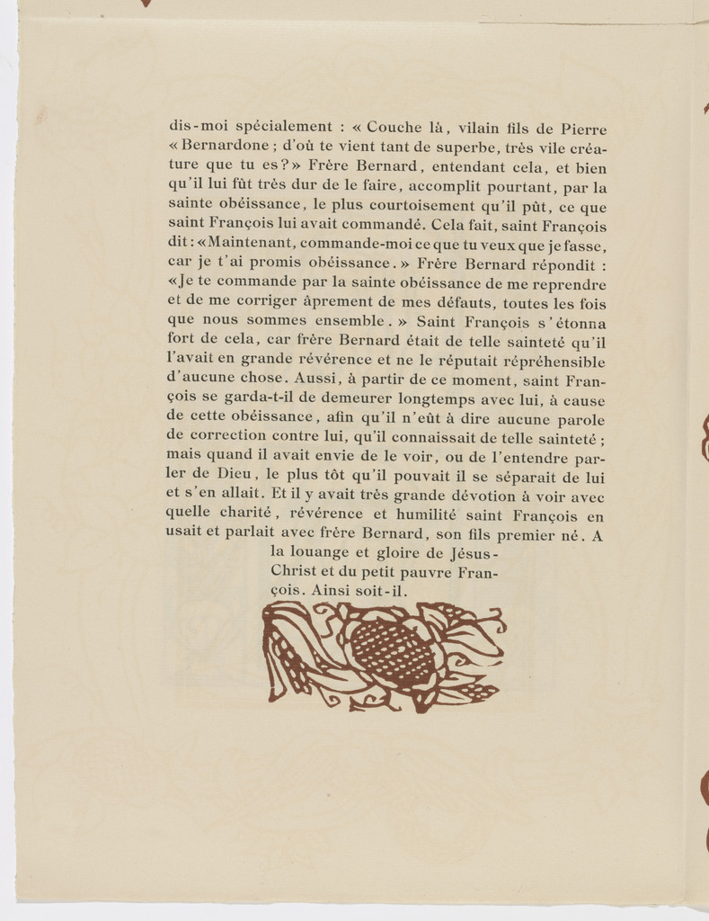 Tailpiece (page 26) from Les Petites Fleurs de St. François (The Little Flowers of St. Francis)