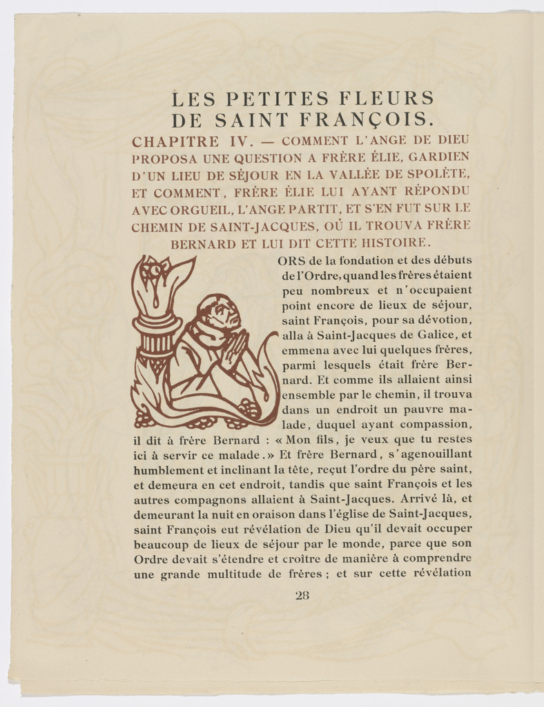 Pictorial initial (page 28) from Les Petites Fleurs de St. François (The Little Flowers of St. Francis)