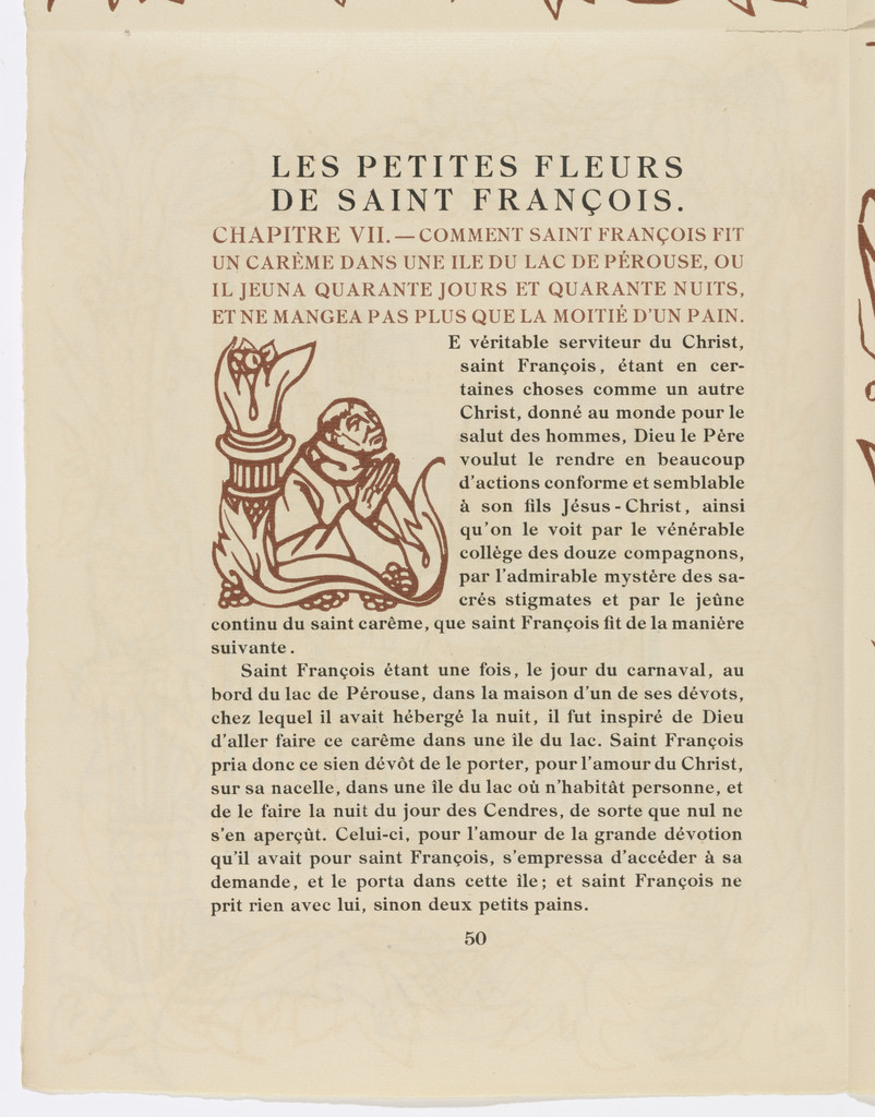 Pictorial initial (page 50) from Les Petites Fleurs de St. François (The Little Flowers of St. Francis)
