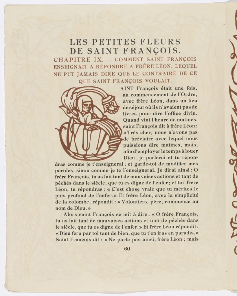 Pictorial initial (page 60) from Les Petites Fleurs de St. François (The Little Flowers of St. Francis)
