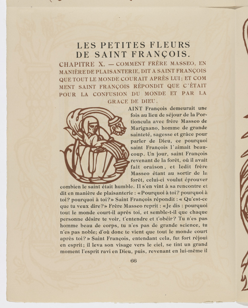 Pictorial initial (page 66) from Les Petites Fleurs de St. François (The Little Flowers of St. Francis)