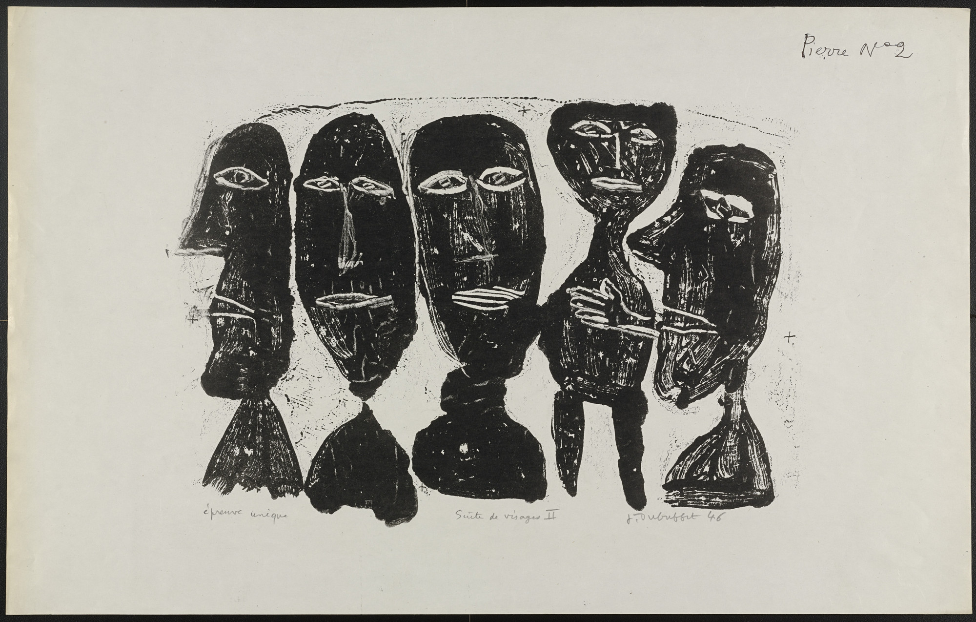 Jean Dubuffet. Group of Faces II (Suite de visages II)