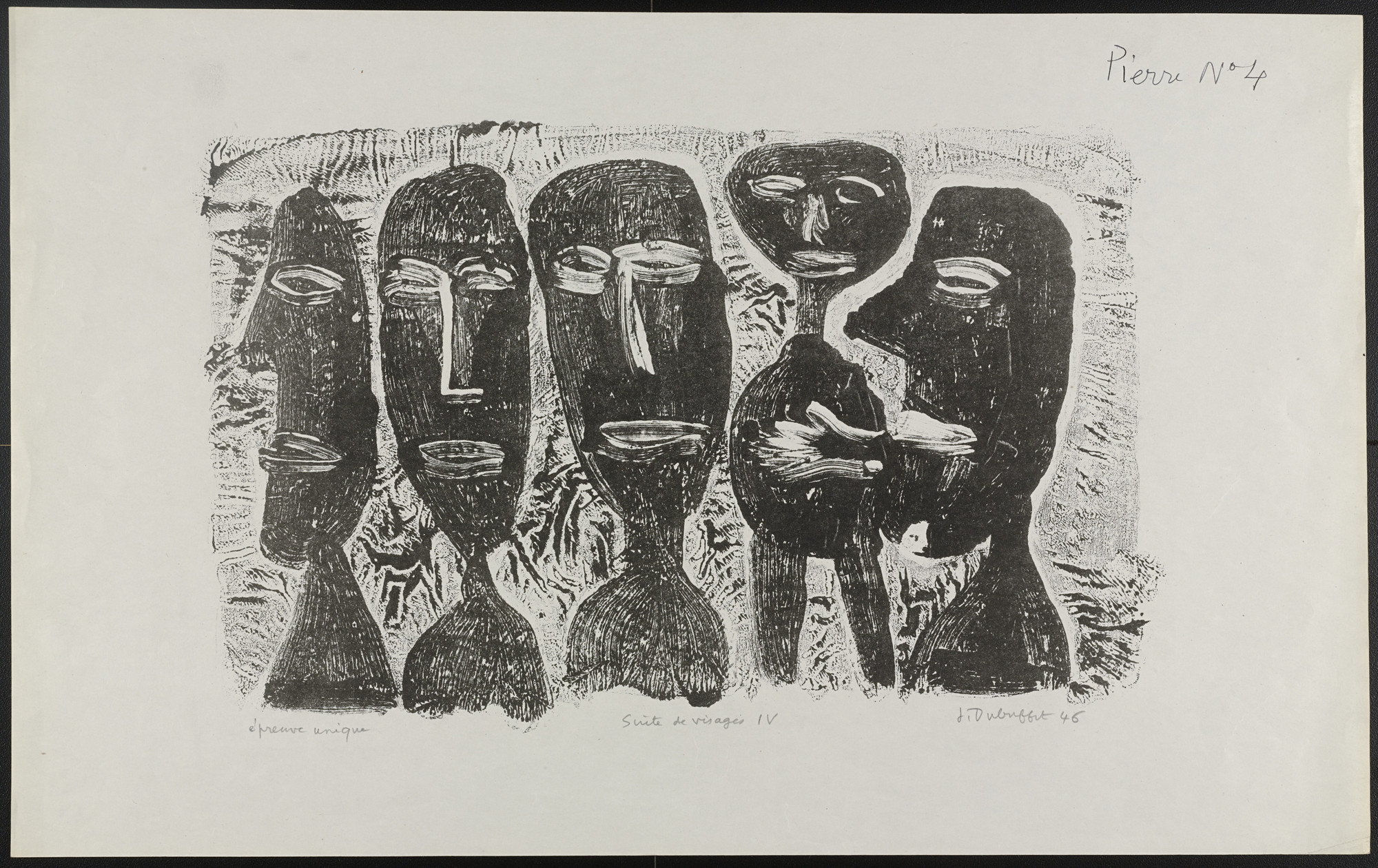 Jean Dubuffet. Group of Faces IV (Suite de visages IV)